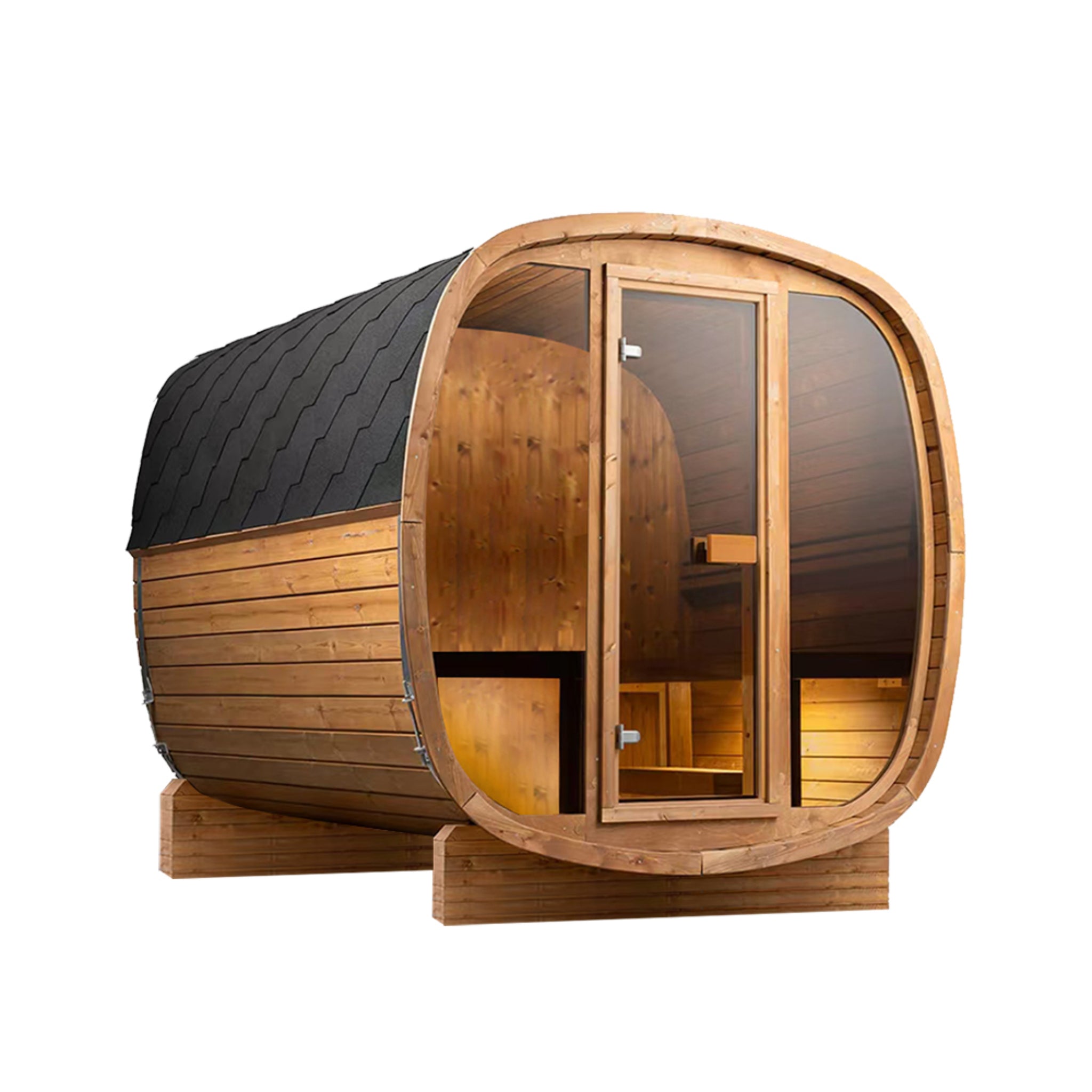 Orivon Wellness, Auris Two Luxury Outdoor Cedar Sauna for 3–4 Persons | Premium Red Cedar Sauna with Electric or Wood Burning Heating