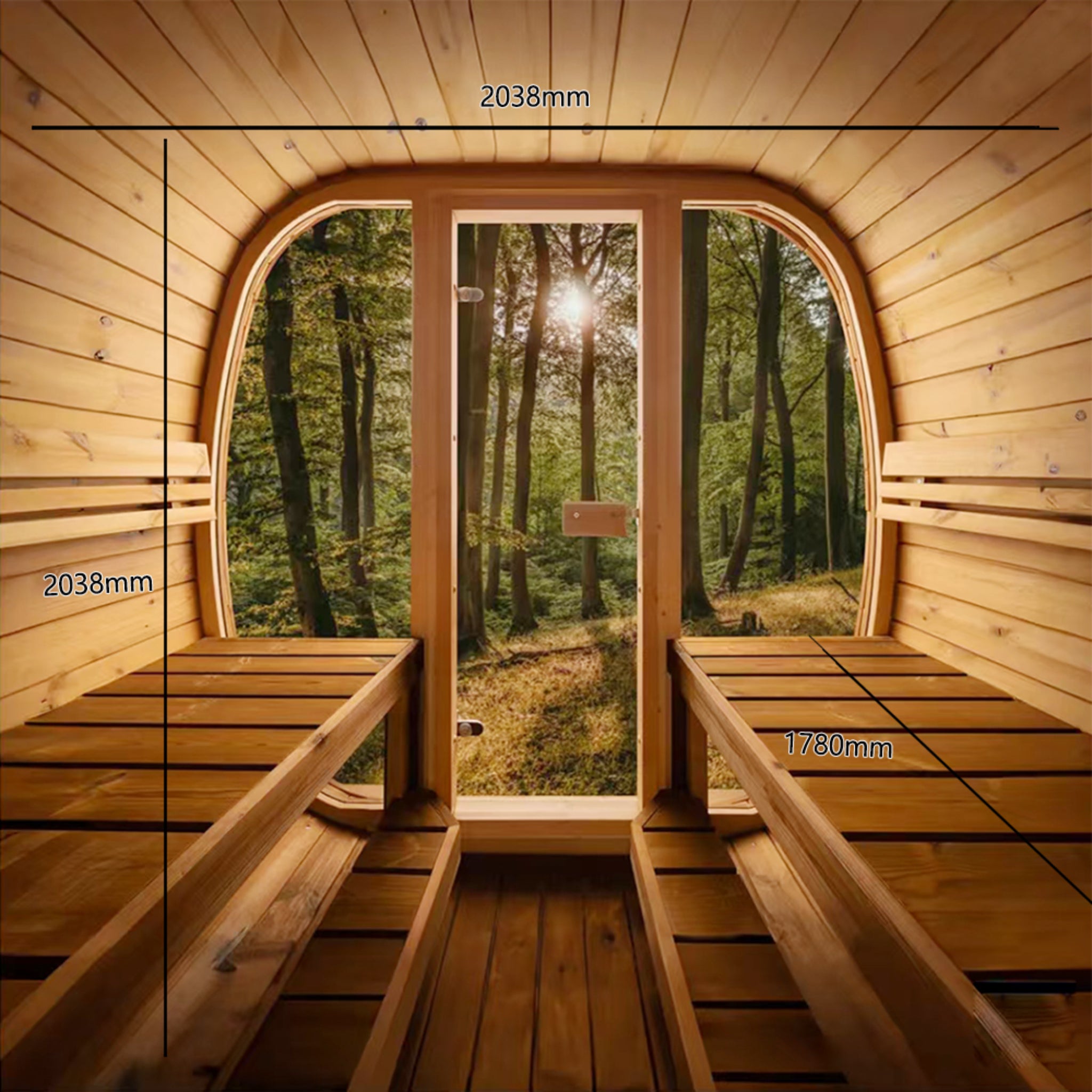 Orivon Wellness, Auris Two Luxury Outdoor Cedar Sauna for 3–4 Persons | Premium Red Cedar Sauna with Electric or Wood Burning Heating