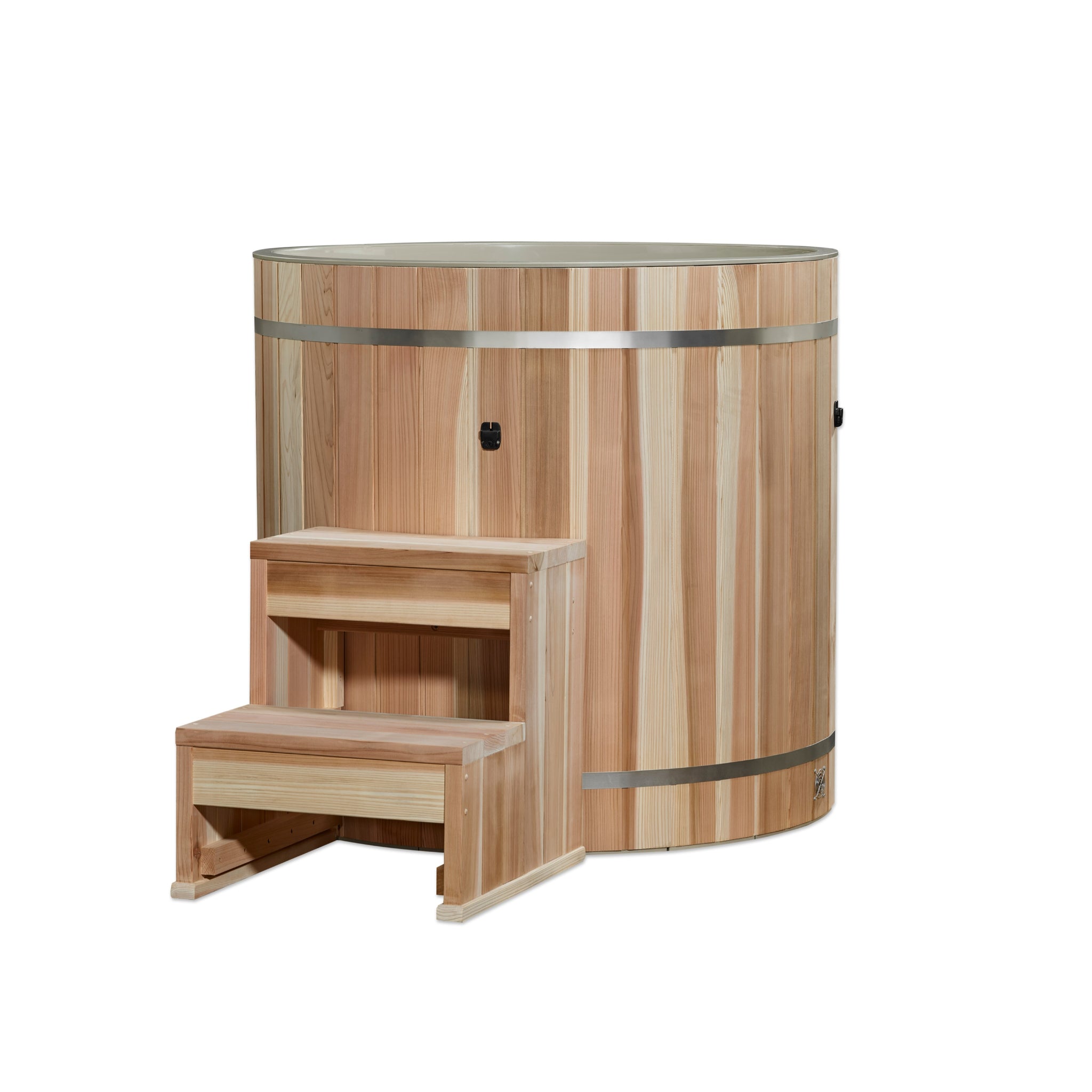 Dynamic Cold Therapy PVC Barrel Cold Plunge with Pacific Cedar Exterior | Luxury Ice Bath Recovery Tub | DCT-B-042-PLPC-34