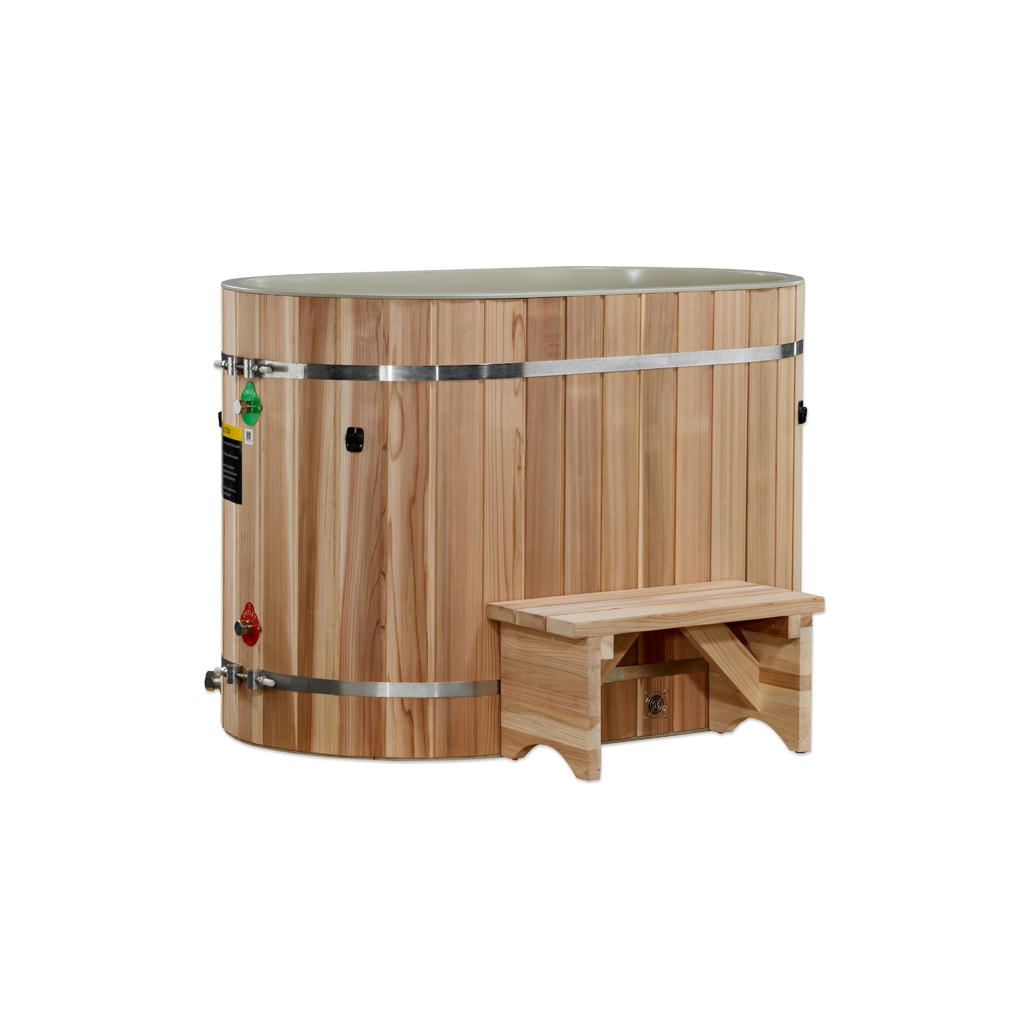 Dynamic Cold Therapy Oval Barrel Cold Plunge Tub, Pacific Cedar Exterior  - 3/4 IN-OUT without MotorDCT-BO-50-PLPC-34