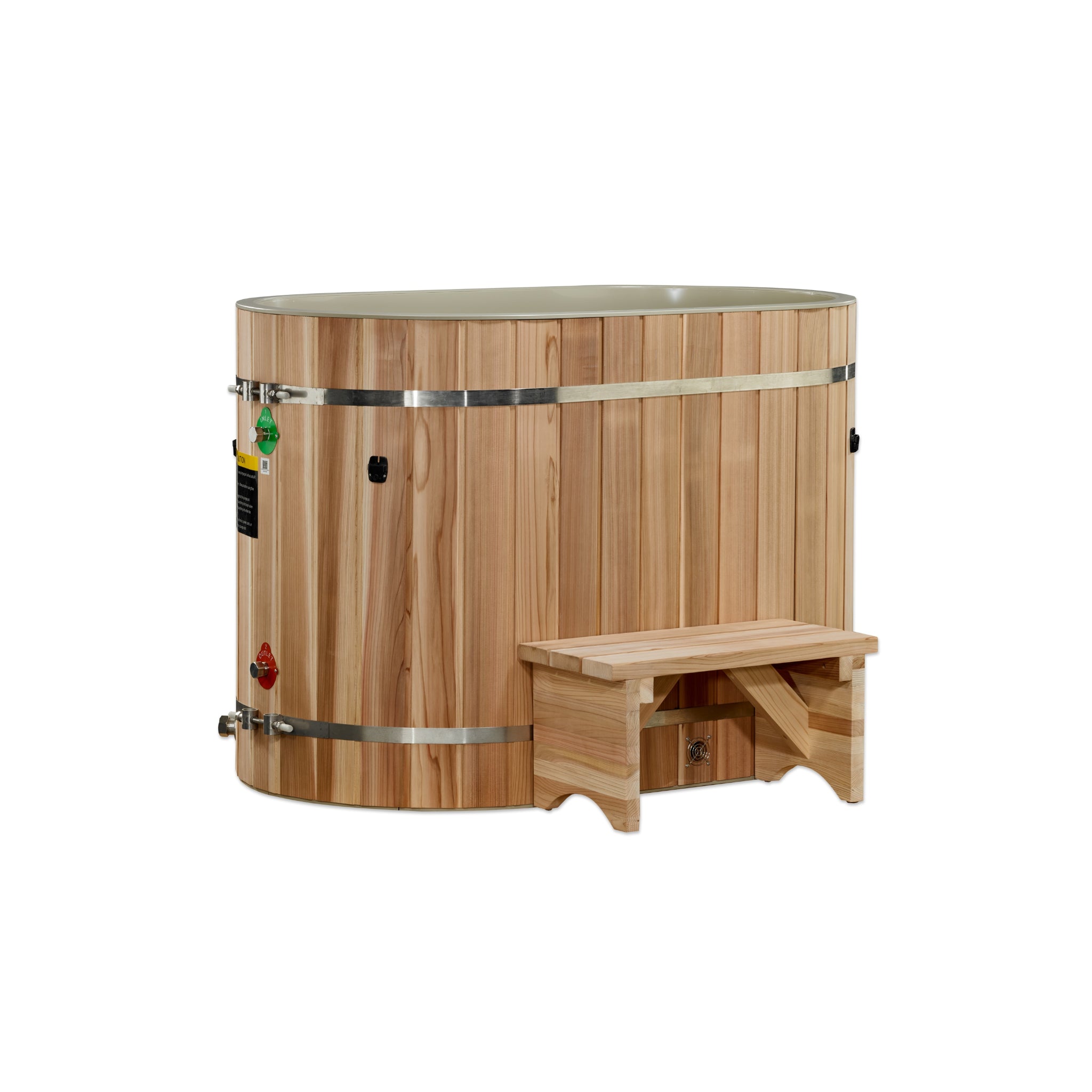 Dynamic Cold Therapy Oval Barrel Cold Plunge Tub, Pacific Cedar Exterior  - 3/4 IN-OUT without MotorDCT-BO-50-PLPC-34