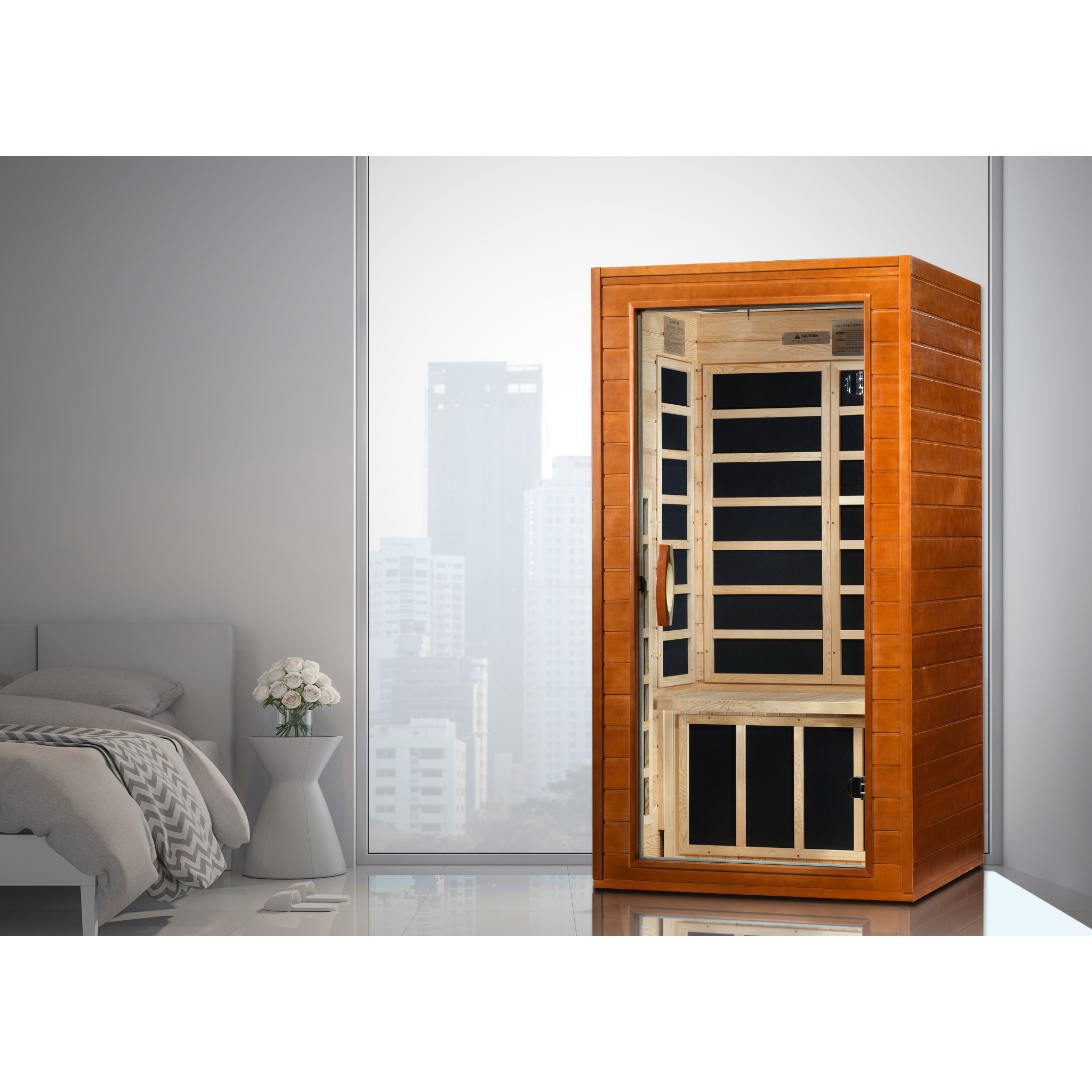 Dynamic Avila Elite 1–2 Person Ultra Low EMF FAR Infrared Sauna (3–5MG) with Chromotherapy & Bluetooth, Canadian Hemlock – DYN-6103-01 Elite