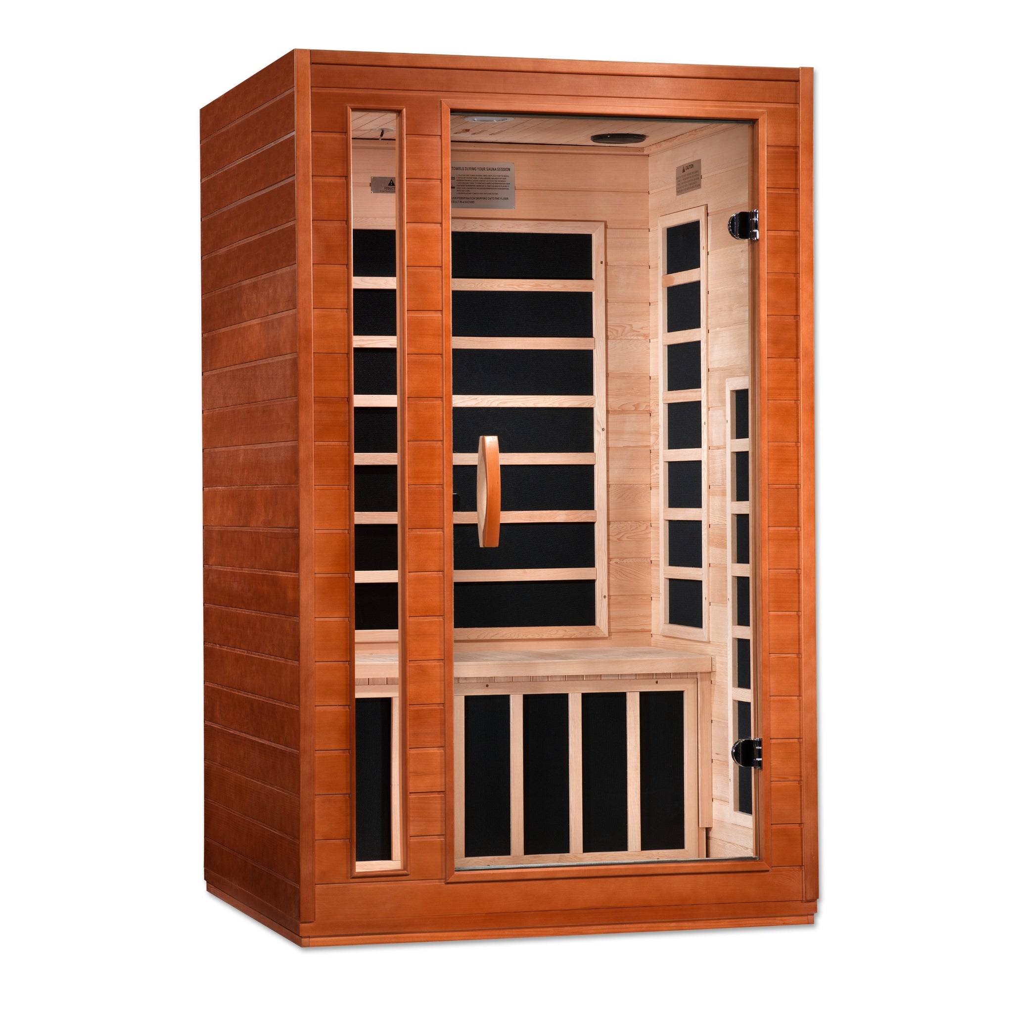 Dynamic Cordoba Elite 2 Person Ultra Low EMF Infrared Sauna (3–5MG) with Chromotherapy, Bluetooth & Honey Dark Canadian Hemlock – DYN-6203-01 Elite