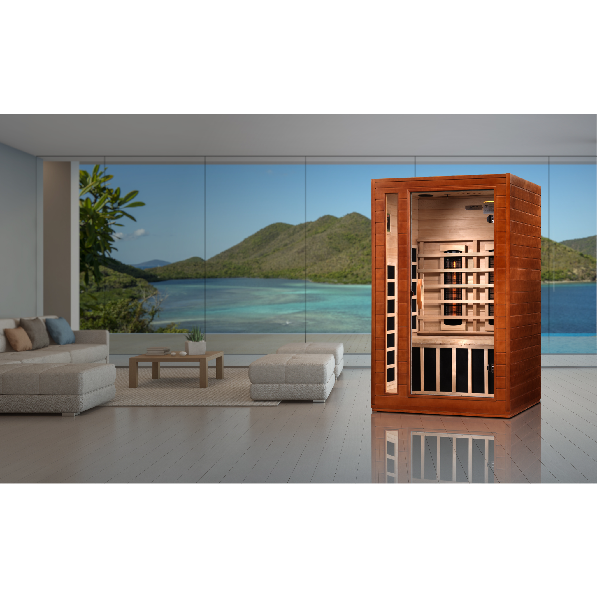Dynamic Cordoba 2 Person Full Spectrum Near Zero EMF Infrared Sauna (Under 3MG) with Near IR, Chromotherapy & Bluetooth – DYN-6203-02 FS