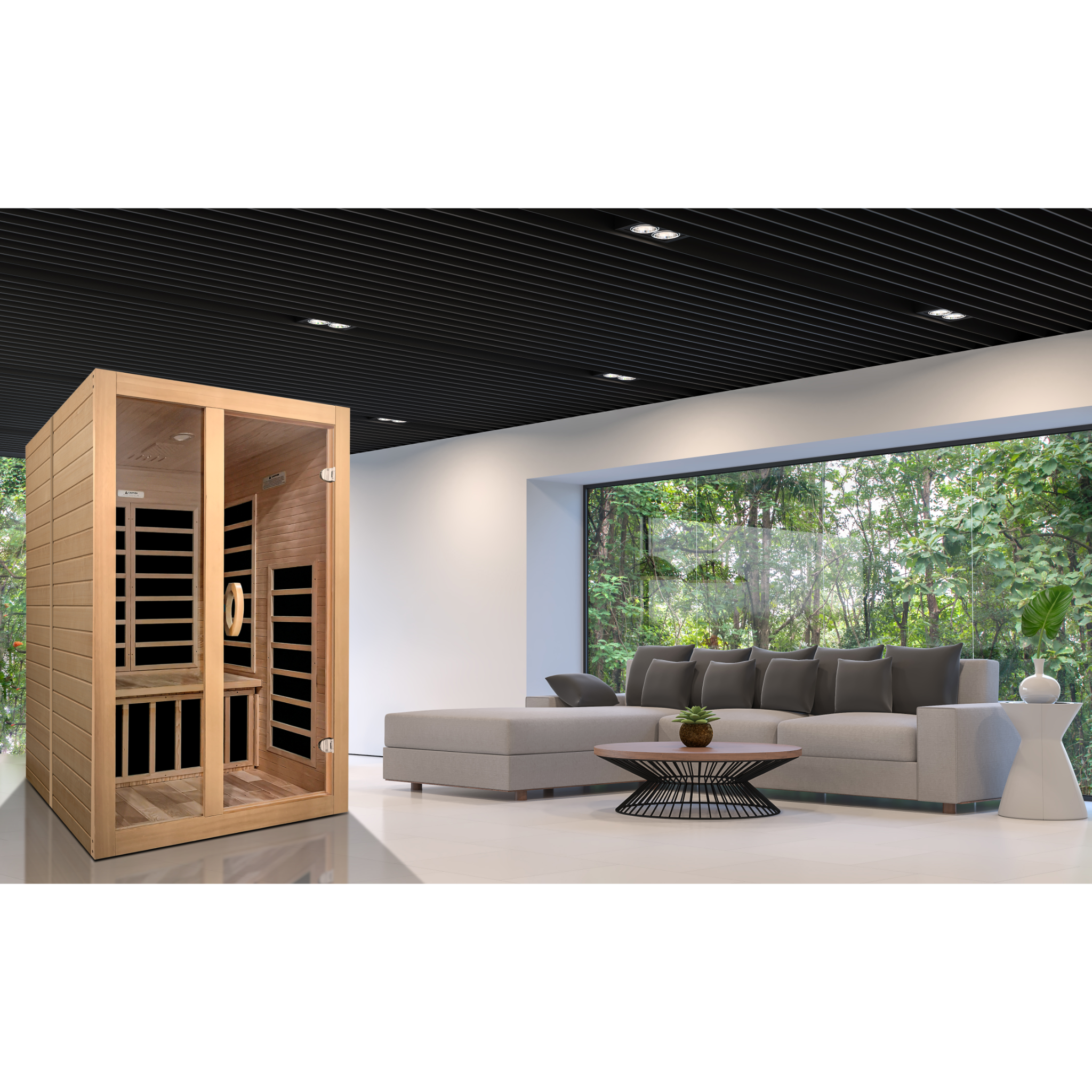 Dynamic Santiago 2 Person Infrared Sauna, Low EMF FAR Infrared, Indoor, Canadian Hemlock, DYN-6209-01