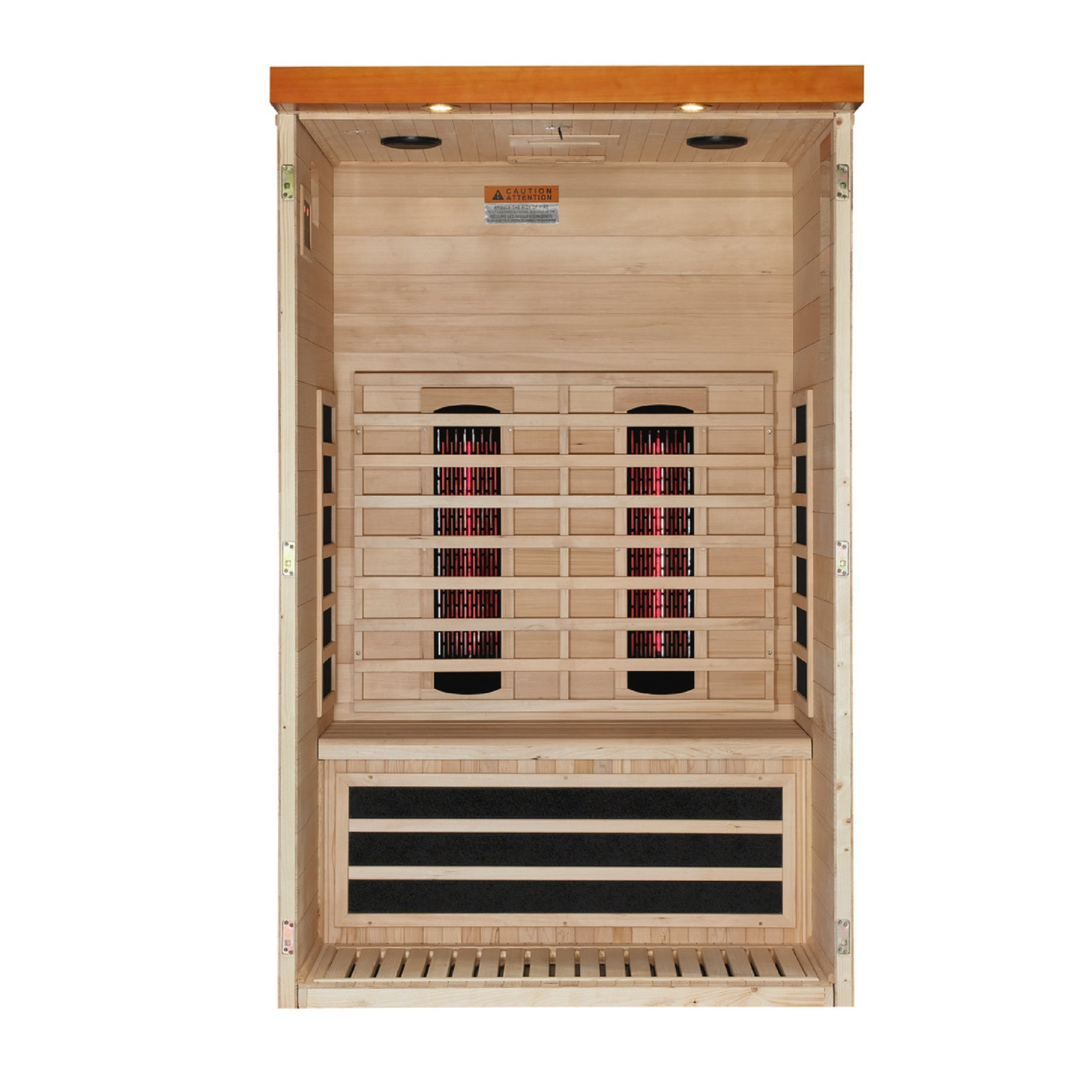 Dynamic Llumeneres 2 Person Full Spectrum Near Zero EMF FAR Infrared Sauna, Honey Dark Stain, Canadian Hemlock, DYN-6215-03 FS