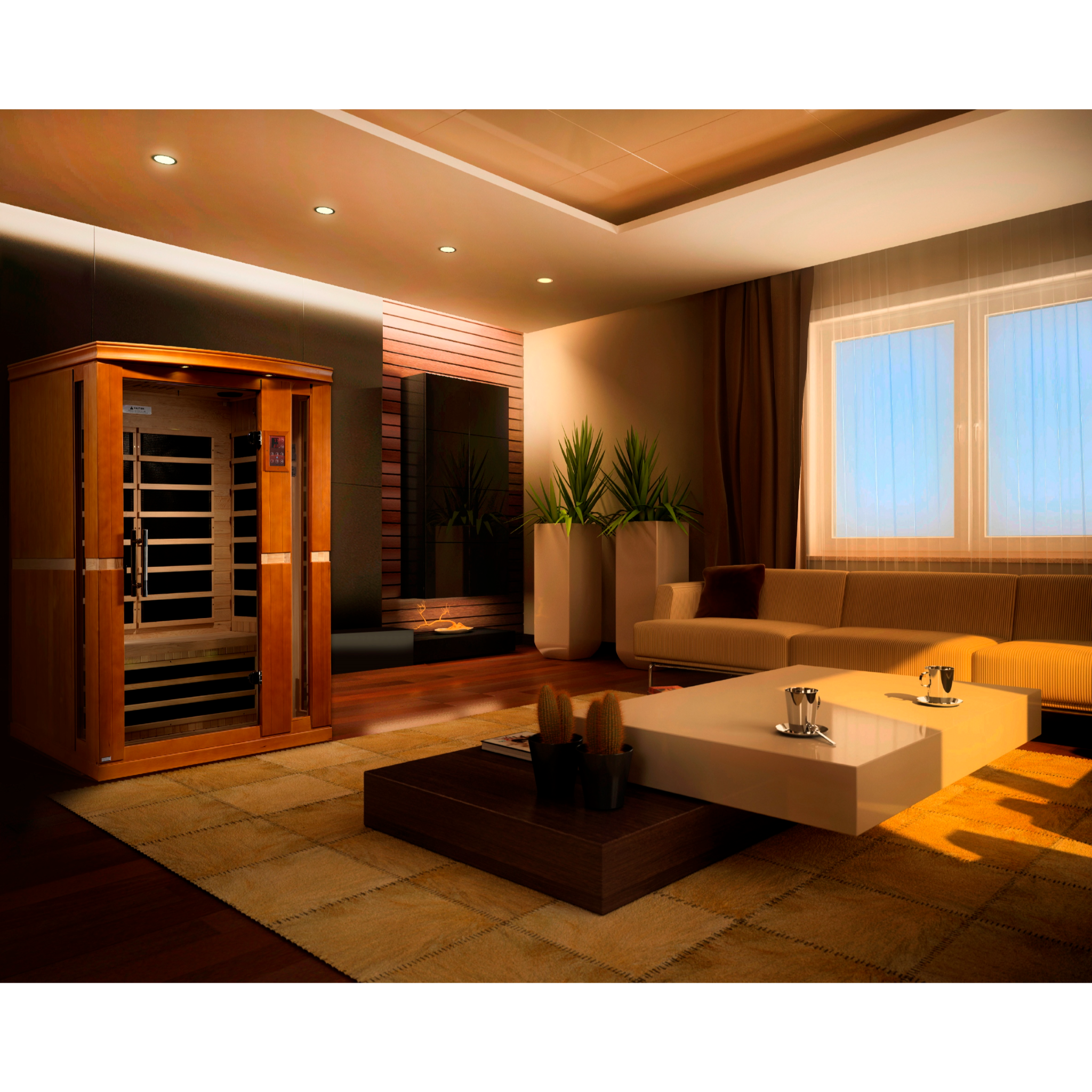 Dynamic Vittoria Elite 2 Person Ultra Low EMF Infrared Sauna (3–5MG) with Bronze Glass, Chromotherapy & Bluetooth – Canadian Hemlock – DYN-6220-01 Elite