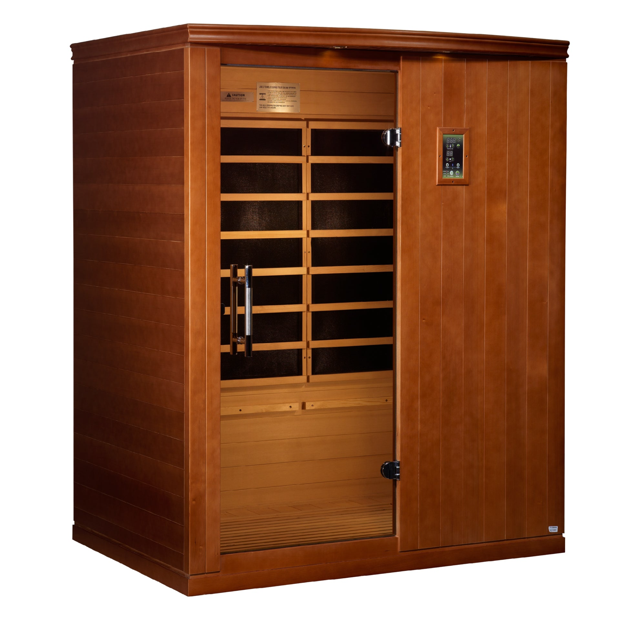 Dynamic Madrid Elite 3 Person Ultra Low EMF Infrared Sauna (3–5MG) with Chromotherapy, Bluetooth & Canadian Hemlock – DYN-6310-04 Elite