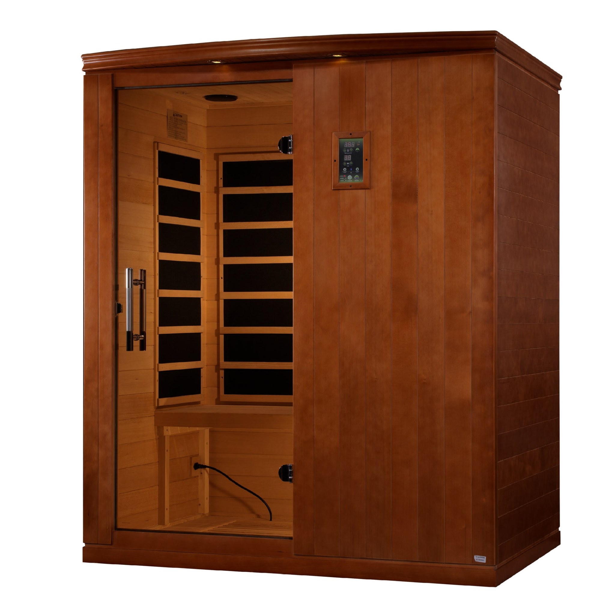 Dynamic Madrid Elite 3 Person Ultra Low EMF Infrared Sauna (3–5MG) with Chromotherapy, Bluetooth & Canadian Hemlock – DYN-6310-04 Elite