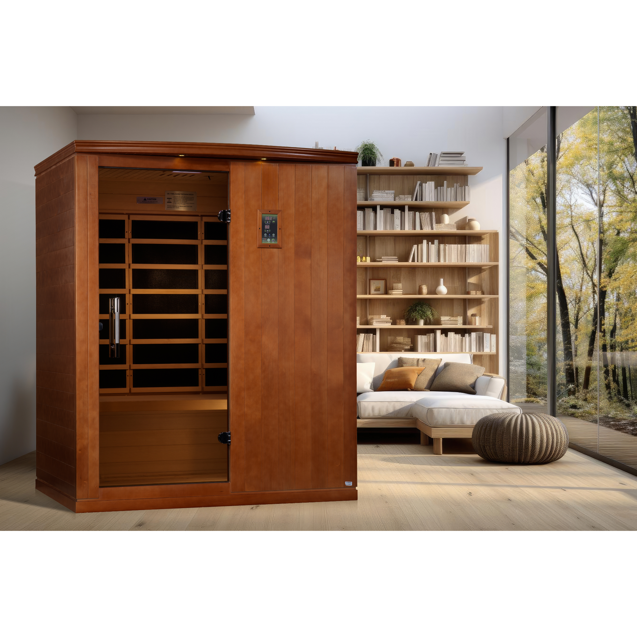 Dynamic Madrid Elite 3 Person Ultra Low EMF Infrared Sauna (3–5MG) with Chromotherapy, Bluetooth & Canadian Hemlock – DYN-6310-04 Elite