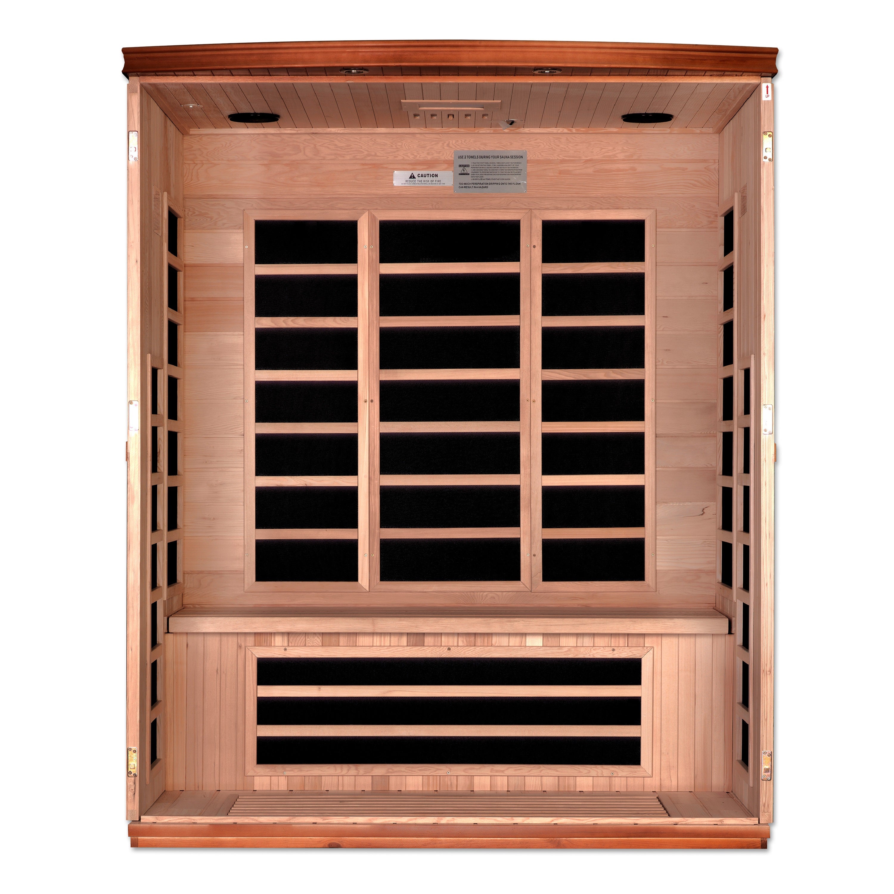 Dynamic Lugano Elite 3 Person Ultra Low EMF Infrared Sauna (3–5MG) with Chromotherapy, Bluetooth & Bronze Glass – Canadian Hemlock – DYN-6336-02 Elite