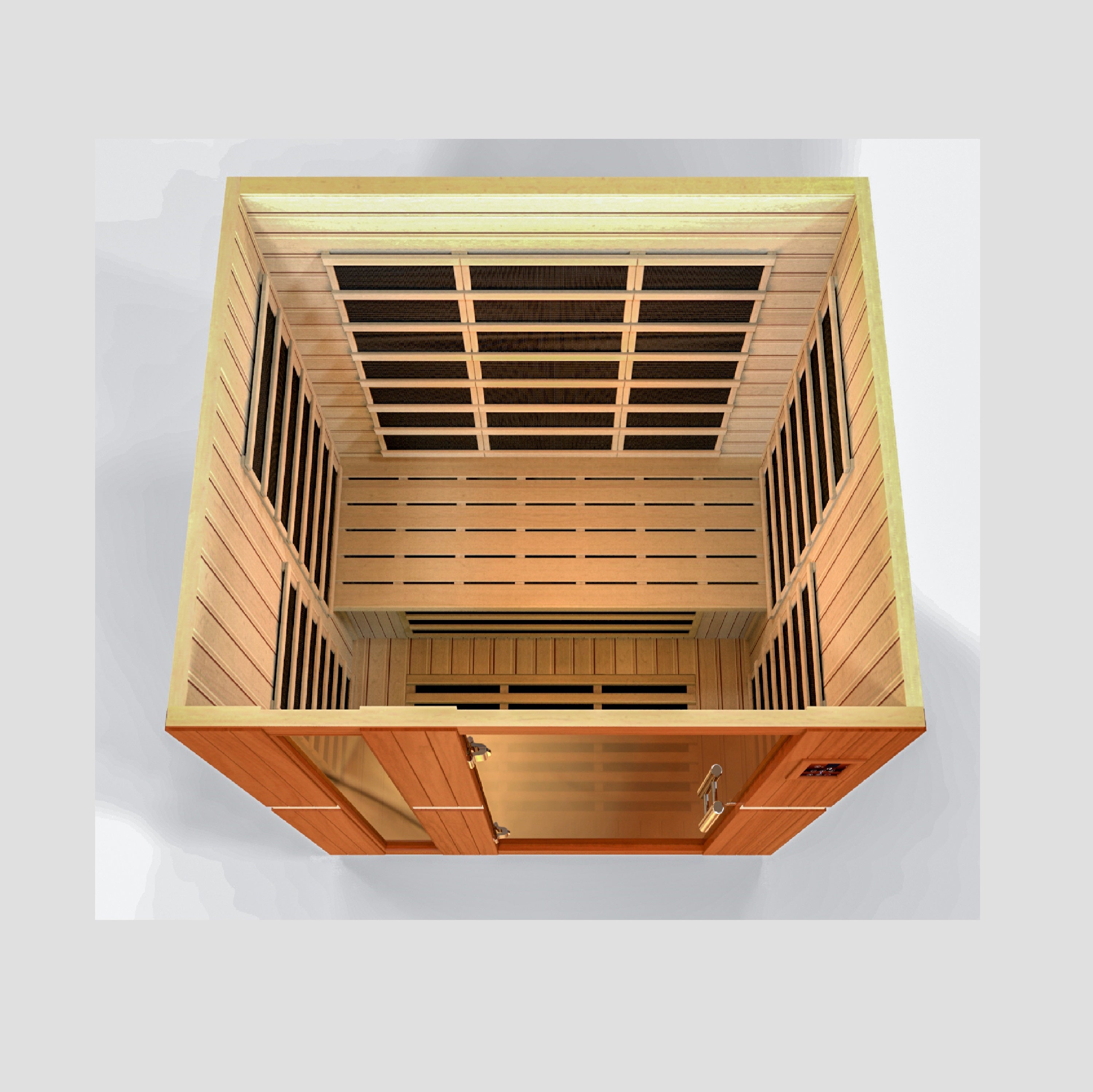 Dynamic Lugano Elite 3 Person Ultra Low EMF Infrared Sauna (3–5MG) with Chromotherapy, Bluetooth & Bronze Glass – Canadian Hemlock – DYN-6336-02 Elite