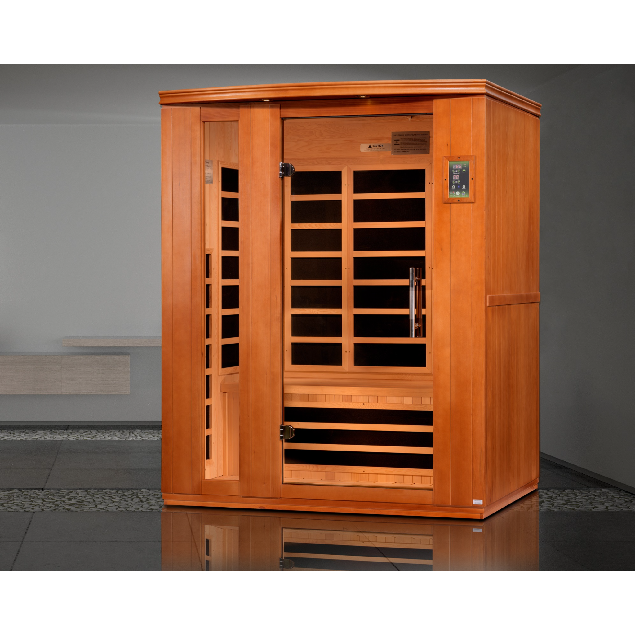 Dynamic Lugano 3 Person Infrared Sauna, Low EMF FAR Infrared, Indoor Canadian Hemlock, DYN-6336-02