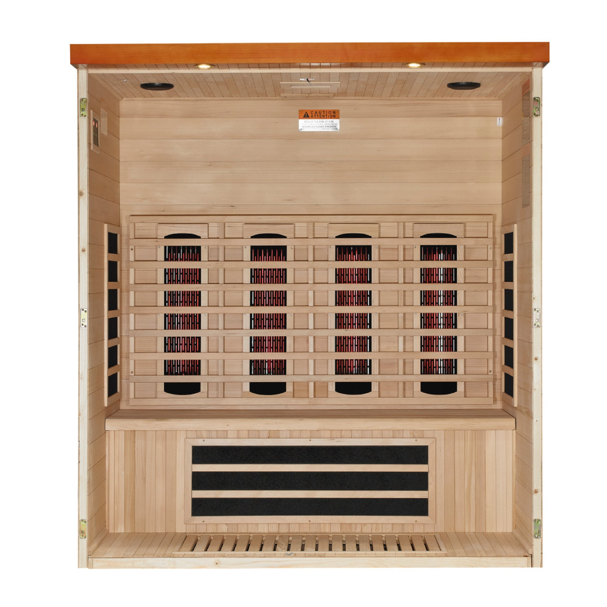 Dynamic Vila Grande 4-Person Full Spectrum Near Zero EMF Infrared Sauna, Canadian Hemlock, Honey Dark Stain, PureTech™, DYN-6415-03 FS