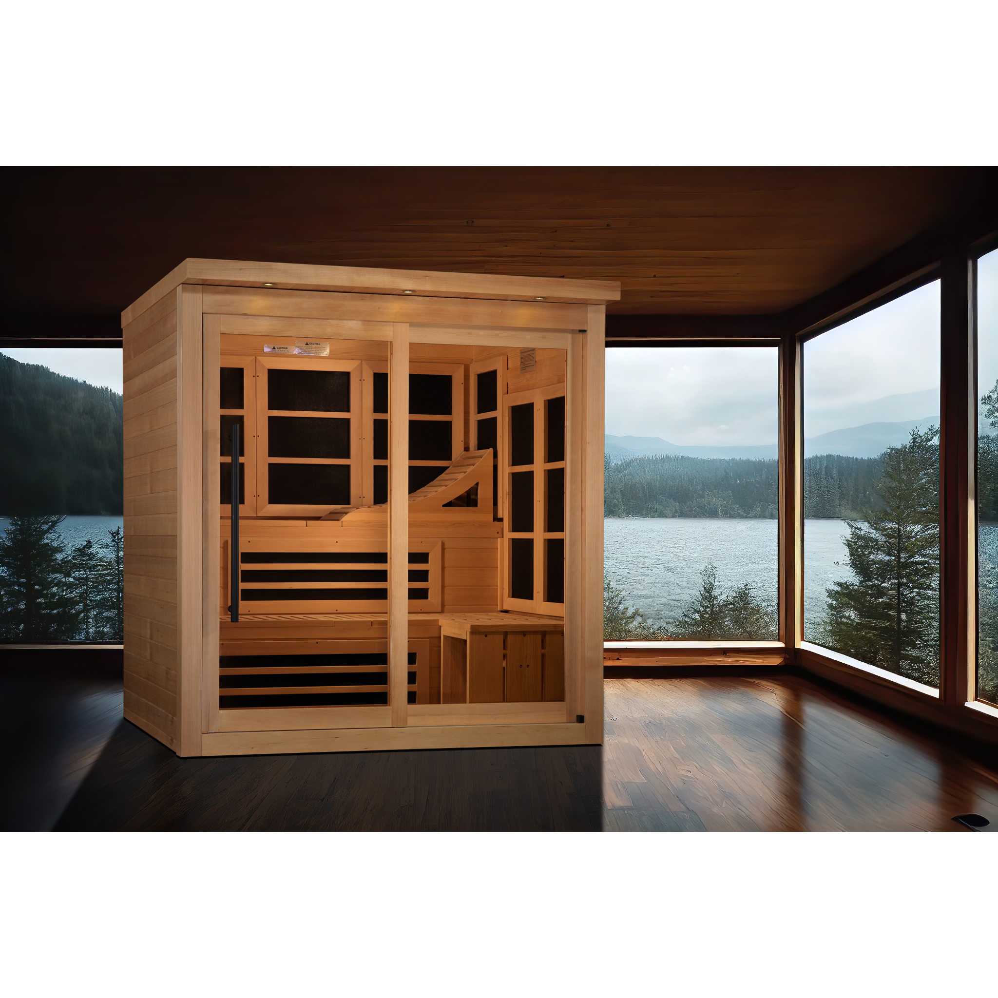 Golden Designs 6 Person Infrared Sauna, Near Zero EMF FAR Infrared, Canadian Hemlock, Indoor, GDI-6996-02 Elite