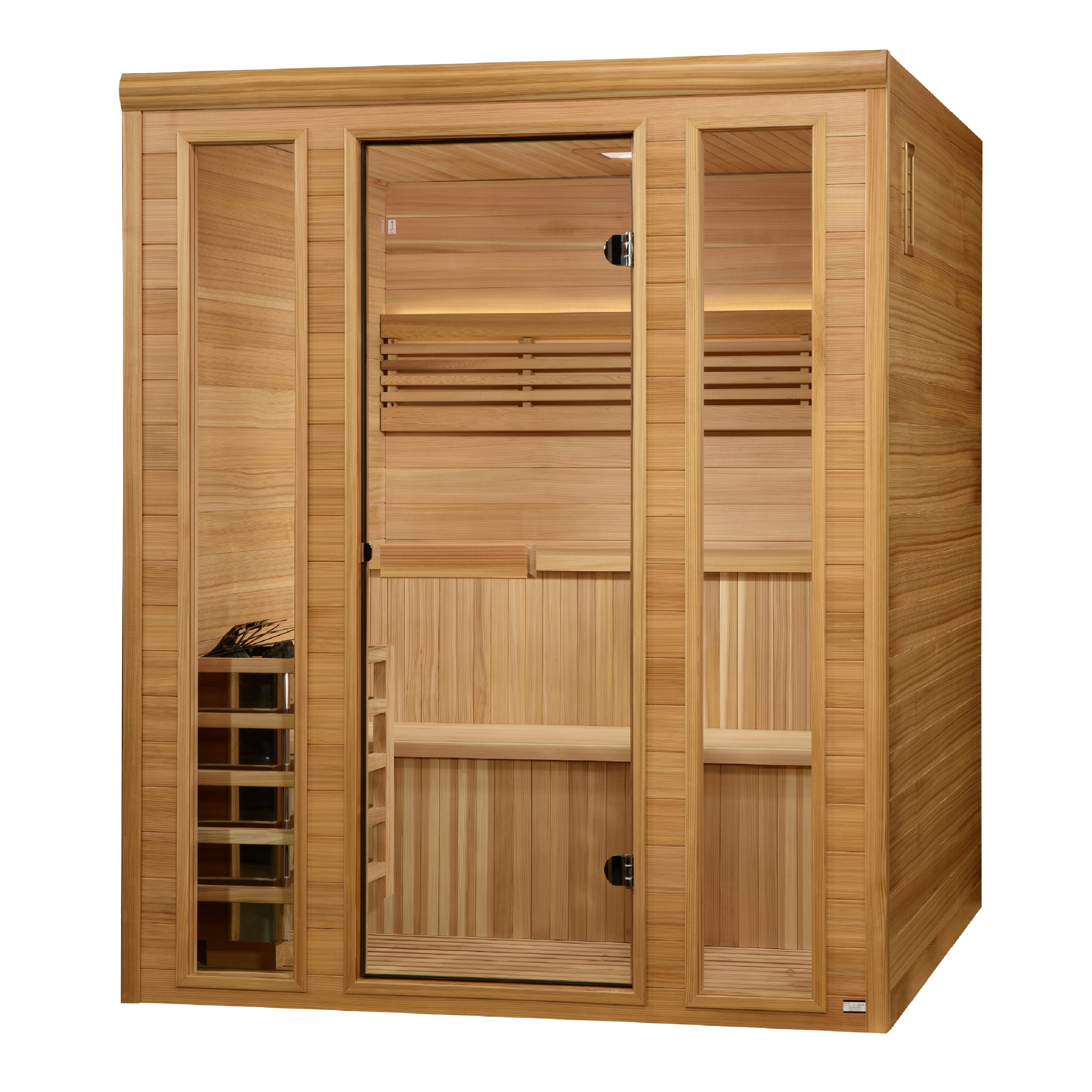 Golden Designs Engelberg Edition 4–6 Person Traditional Sauna | Pacific Premium Clear Cedar with Red Light Therapy