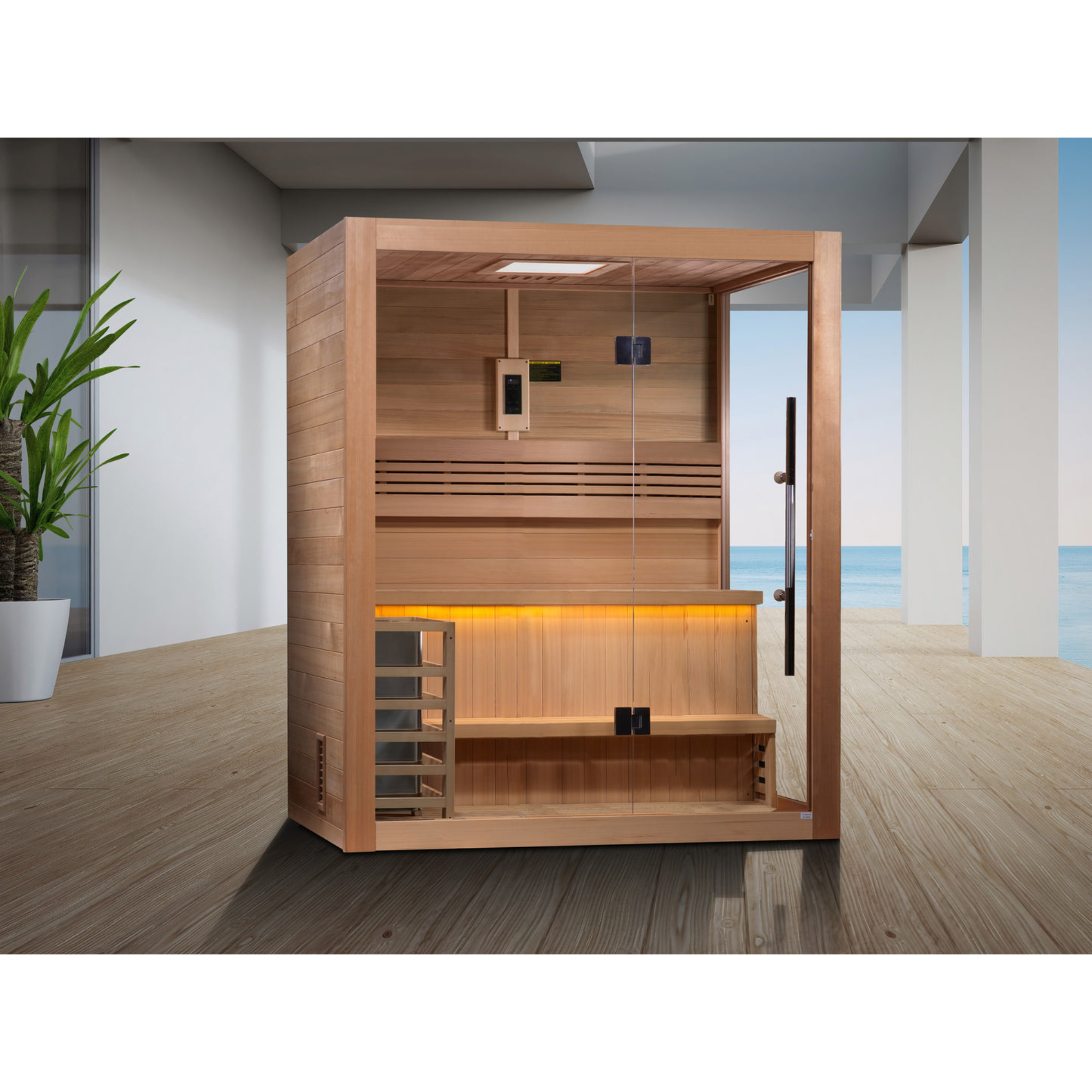Golden Designs Hanko Edition 2 Person Traditional Sauna | Canadian Red Cedar Interior with Red Light Therapy GDI-7202-01