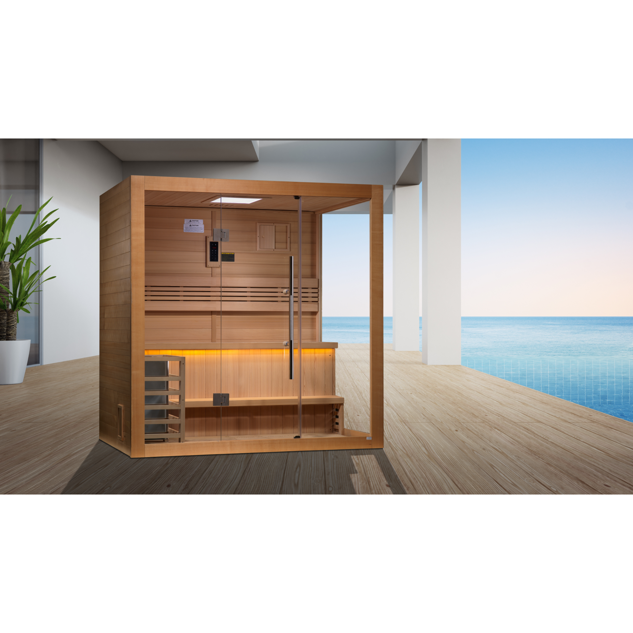 Golden Designs Forssa Edition 3 Person Traditional Sauna | Canadian Red Cedar Interior with Red Light Therapy GDI-7203-01