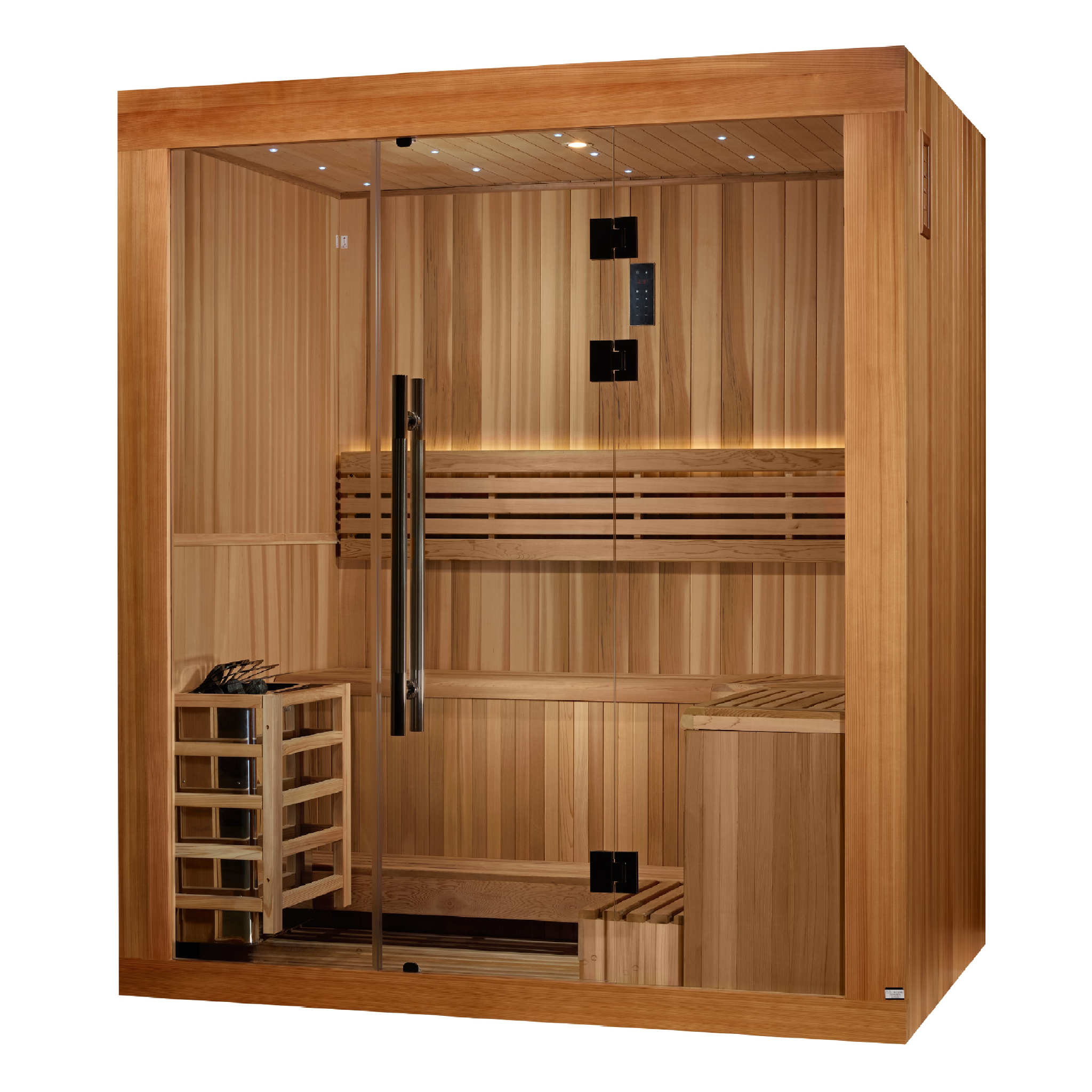 Golden Designs Copenhagen Edition 3-Person Traditional Sauna, Canadian Red Cedar Interior & Pacific Premium Clear Cedar Exterior, GDI-7389-02