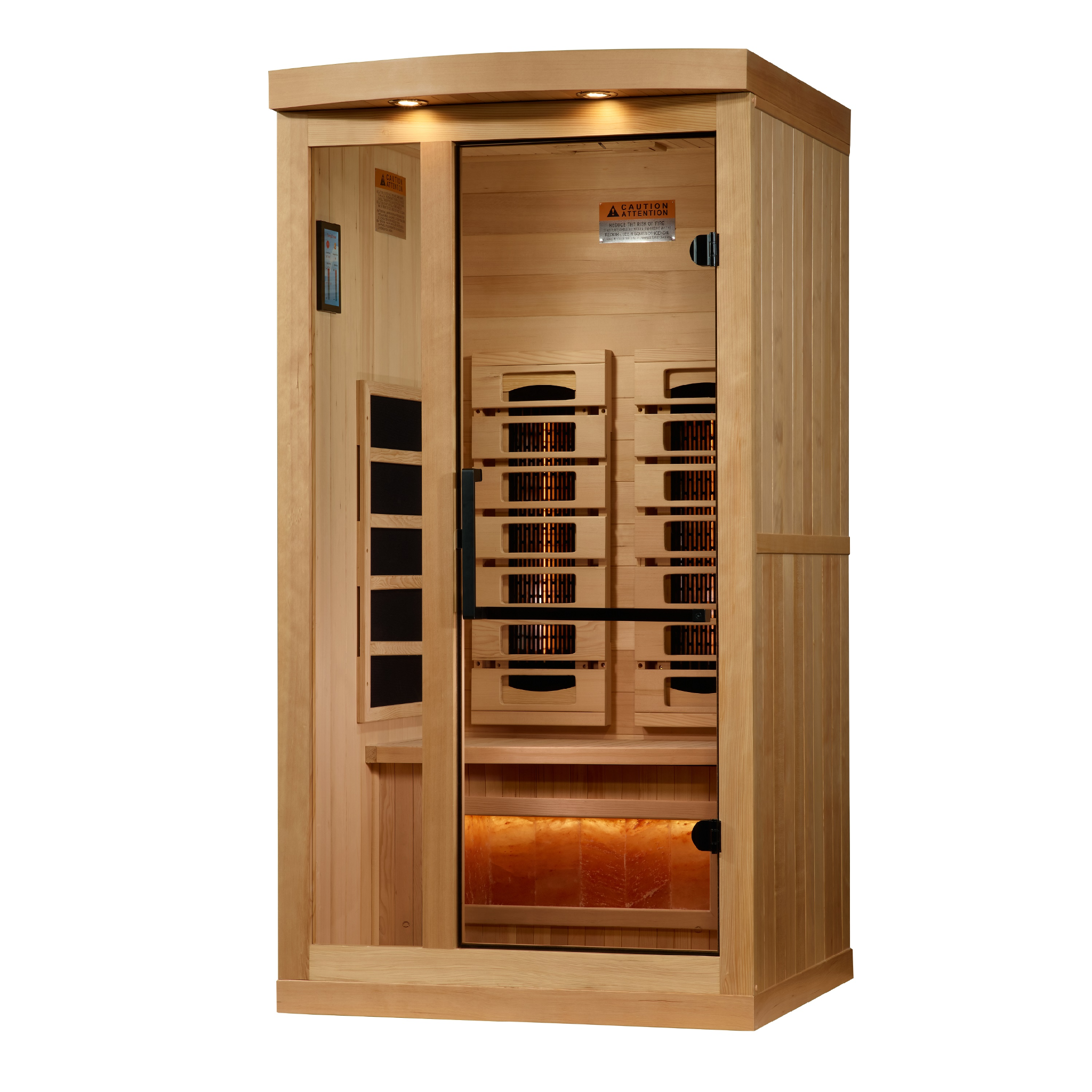 Golden Designs 1 Person Full Spectrum Infrared Sauna, PureTech™ Near Zero EMF, Himalayan Salt Bar, Canadian Hemlock, Indoor, GDI-8010-03