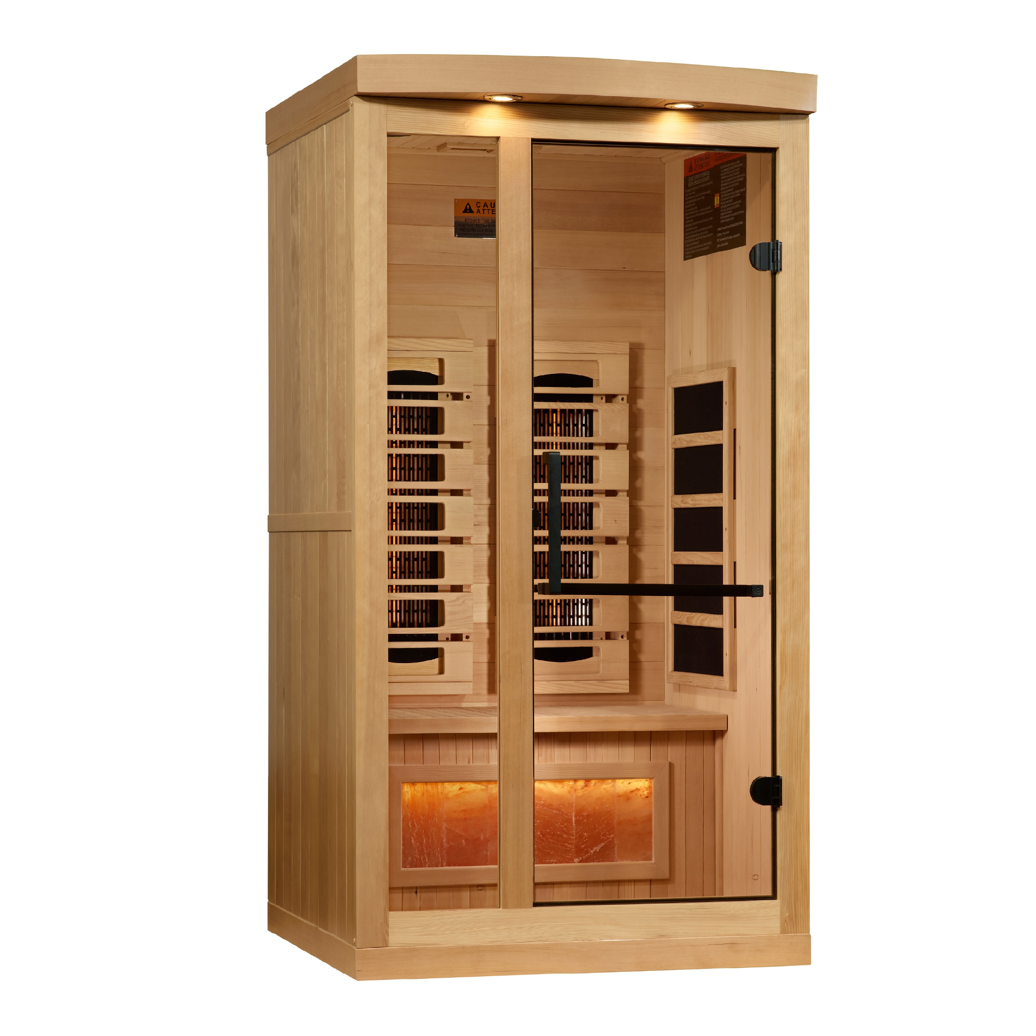 Golden Designs 1 Person Full Spectrum Infrared Sauna, PureTech™ Near Zero EMF, Himalayan Salt Bar, Canadian Hemlock, Indoor, GDI-8010-03