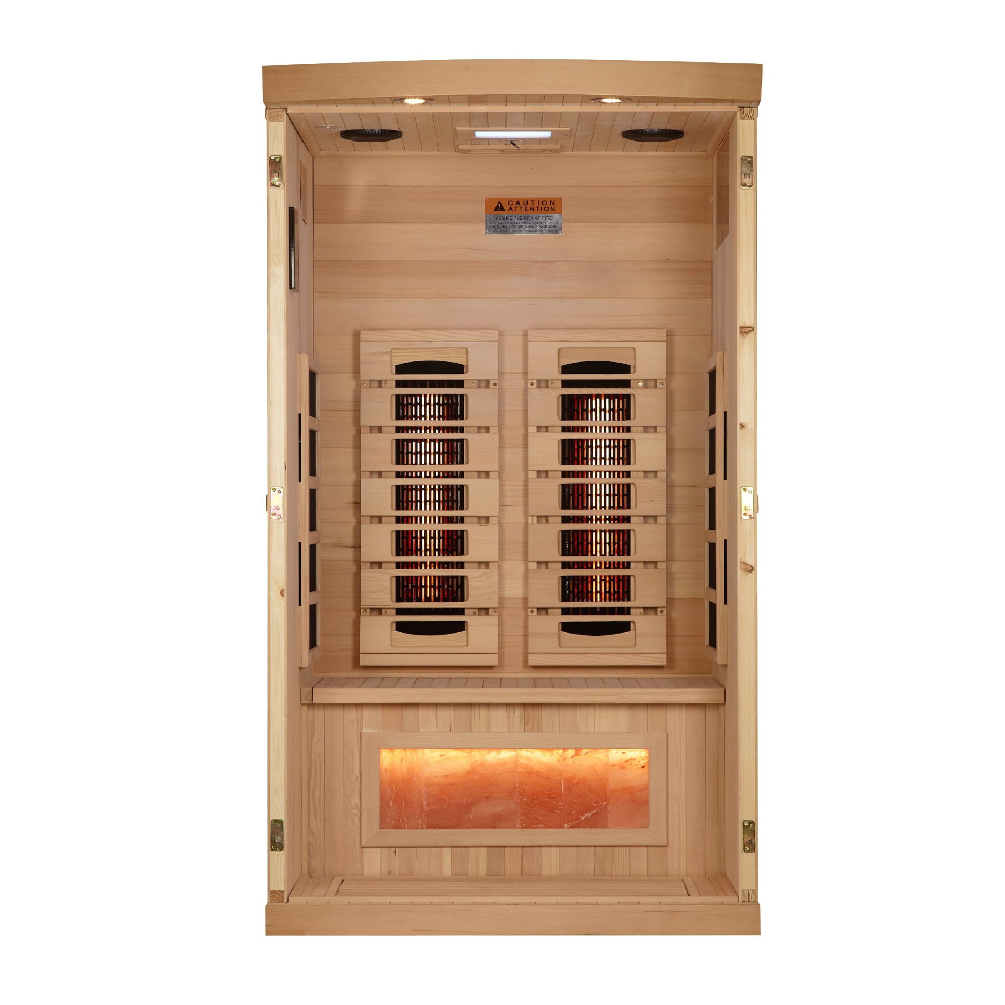 Golden Designs 1 Person Full Spectrum Infrared Sauna, PureTech™ Near Zero EMF, Himalayan Salt Bar, Canadian Hemlock, Indoor, GDI-8010-03