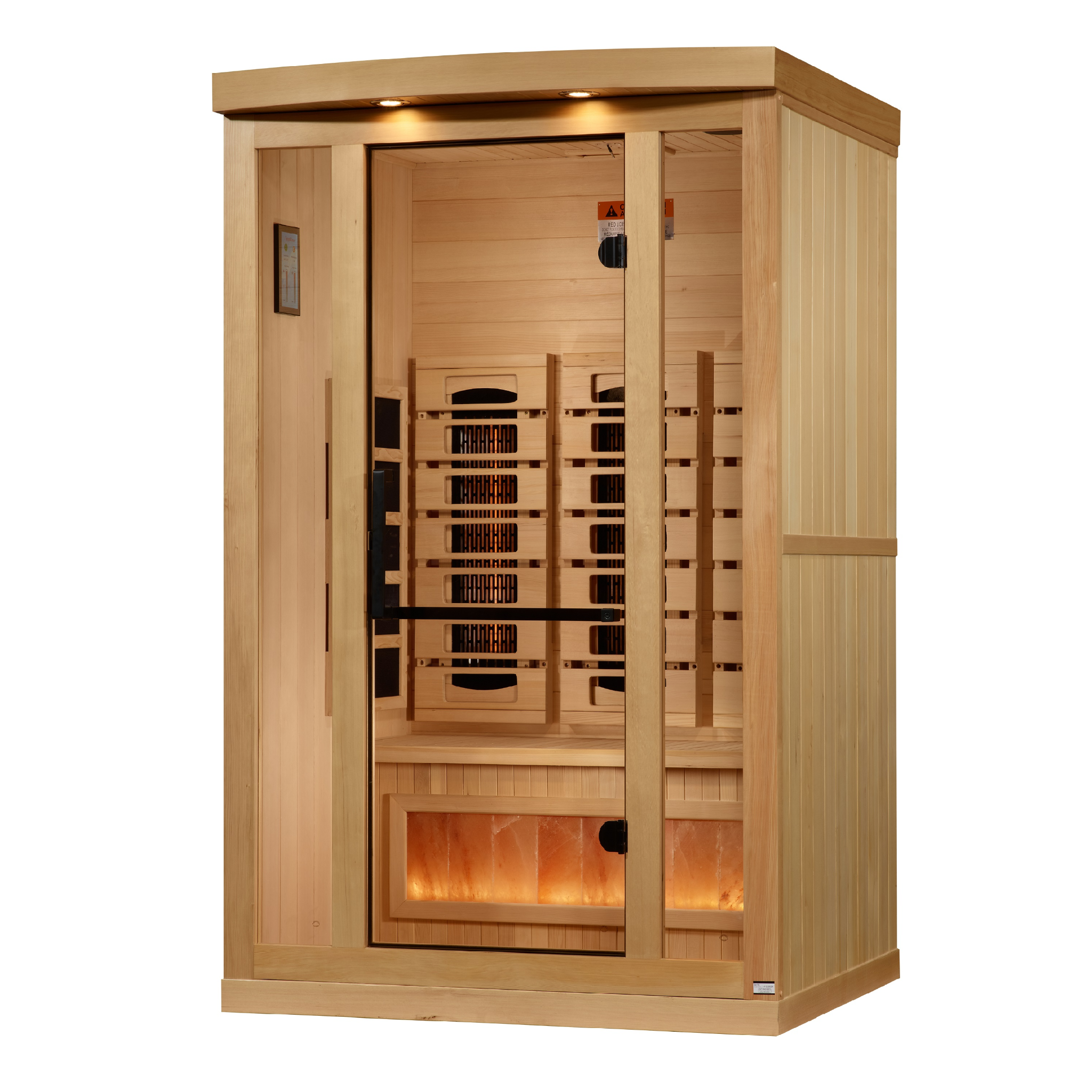Golden Designs 2 Person Full Spectrum Infrared Sauna, PureTech™ Near Zero EMF, Himalayan Salt Bar, Canadian Hemlock, Indoor, GDI-8020-03