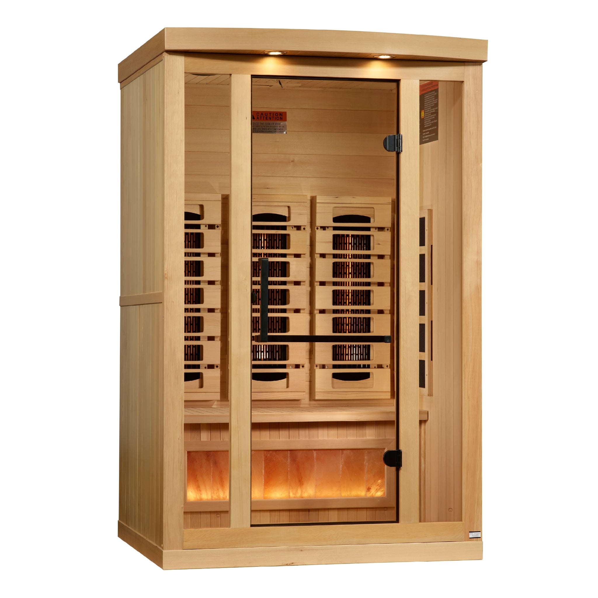 Golden Designs 2 Person Full Spectrum Infrared Sauna, PureTech™ Near Zero EMF, Himalayan Salt Bar, Canadian Hemlock, Indoor, GDI-8020-03