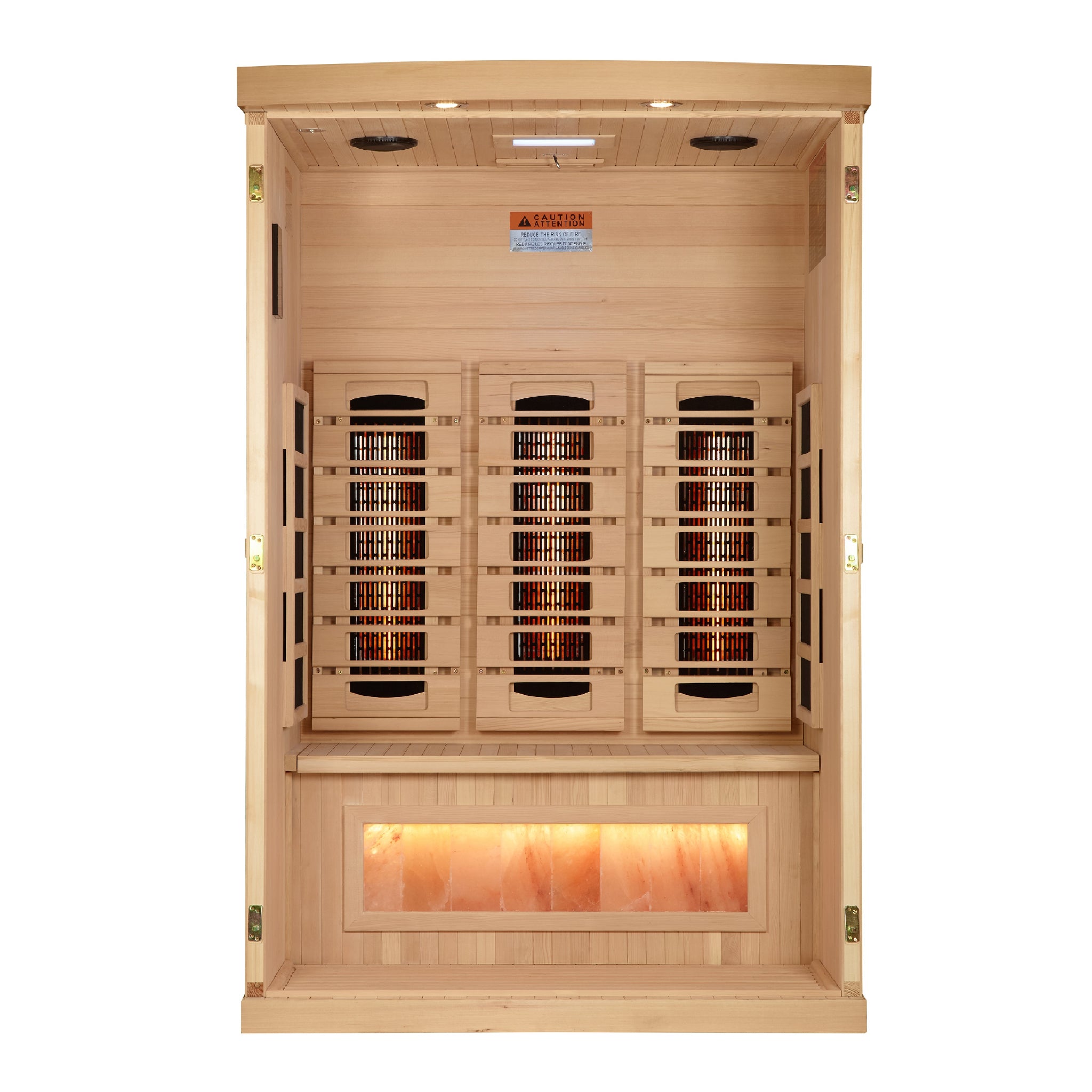 Golden Designs 2 Person Full Spectrum Infrared Sauna, PureTech™ Near Zero EMF, Himalayan Salt Bar, Canadian Hemlock, Indoor, GDI-8020-03