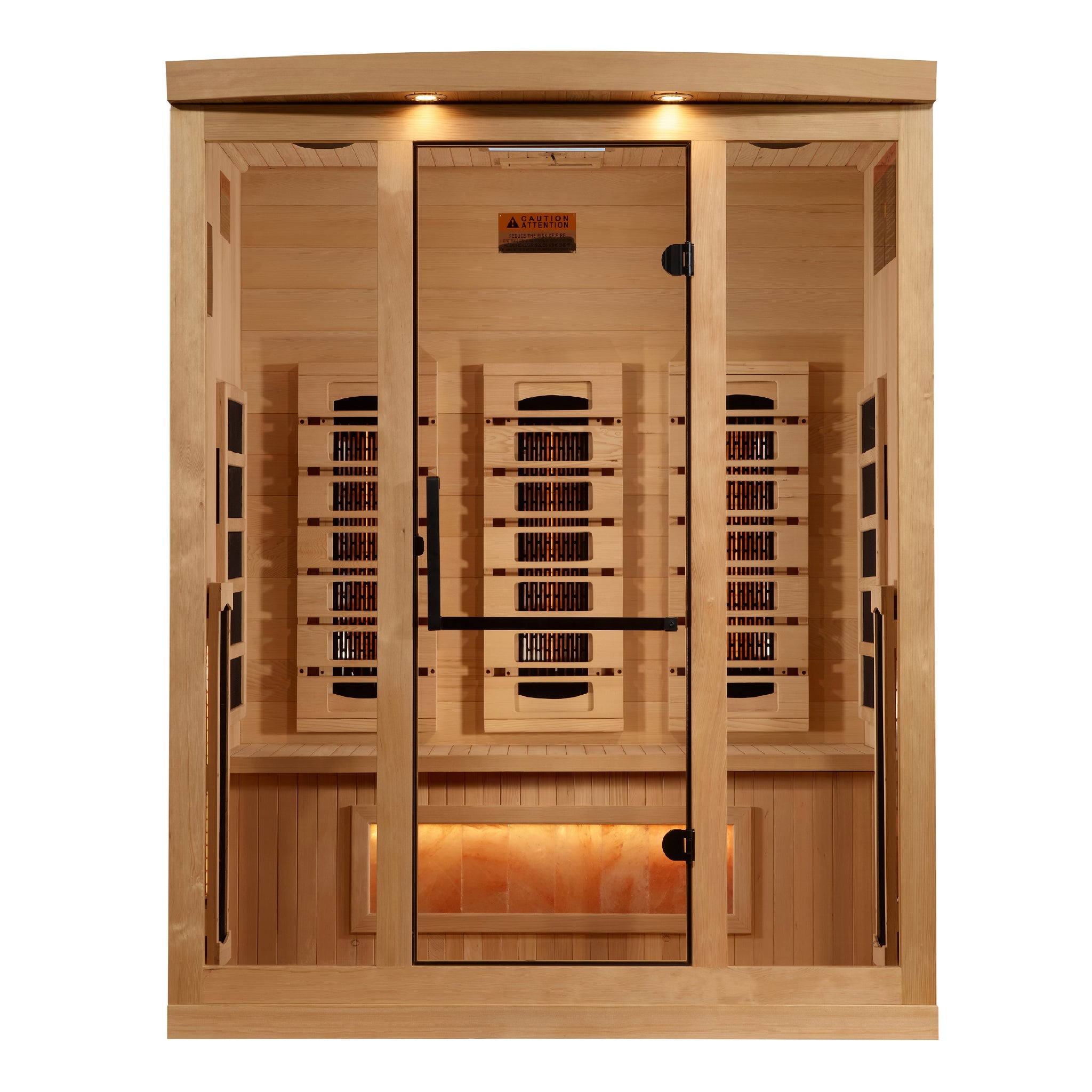 Golden Designs 3 Person Full Spectrum Infrared Sauna, Near Zero EMF, Himalayan Salt Bar, Indoor Canadian Hemlock, GDI-8030-03