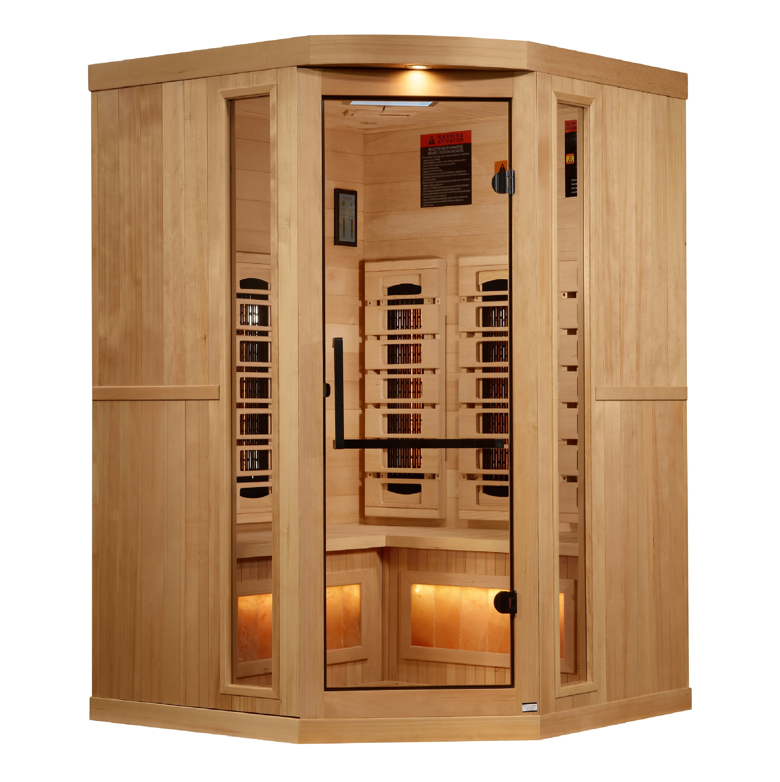 Golden Designs 3 Person Full Spectrum Infrared Sauna, PureTech™ Near Zero EMF, Himalayan Salt Bar, Canadian Hemlock, Indoor, GDI-8035-03