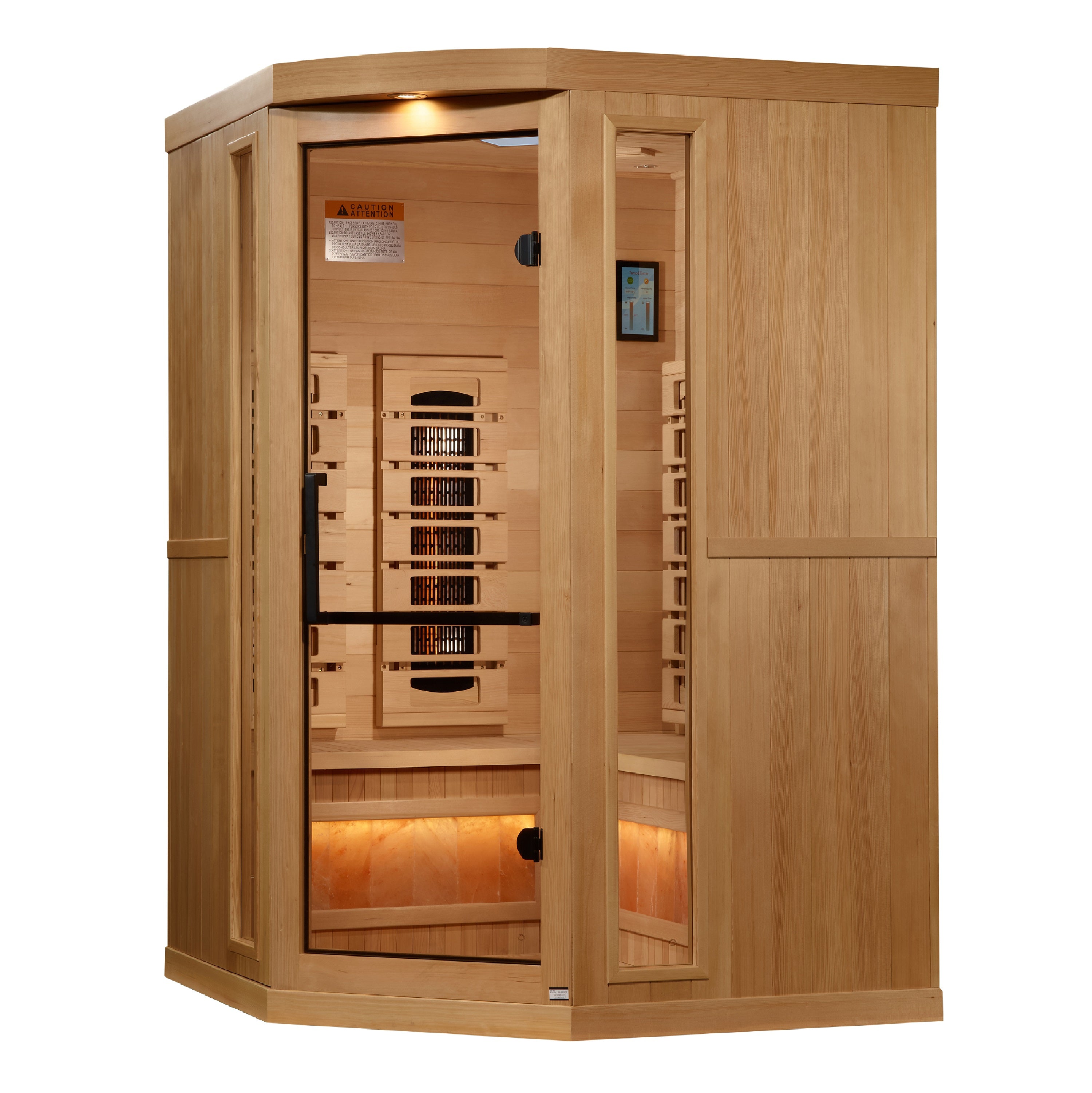 Golden Designs 3 Person Full Spectrum Infrared Sauna, PureTech™ Near Zero EMF, Himalayan Salt Bar, Canadian Hemlock, Indoor, GDI-8035-03