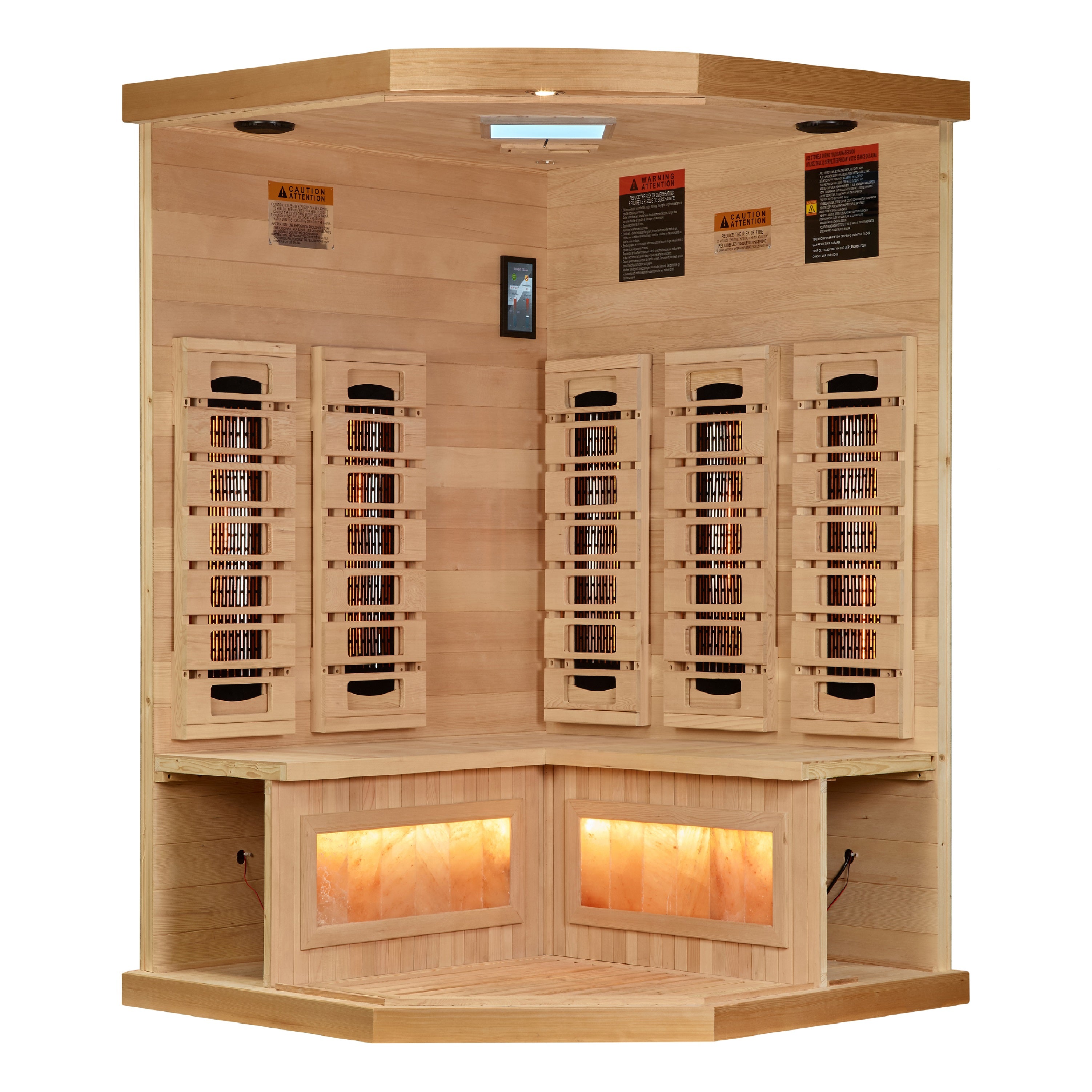 Golden Designs 3 Person Full Spectrum Infrared Sauna, PureTech™ Near Zero EMF, Himalayan Salt Bar, Canadian Hemlock, Indoor, GDI-8035-03