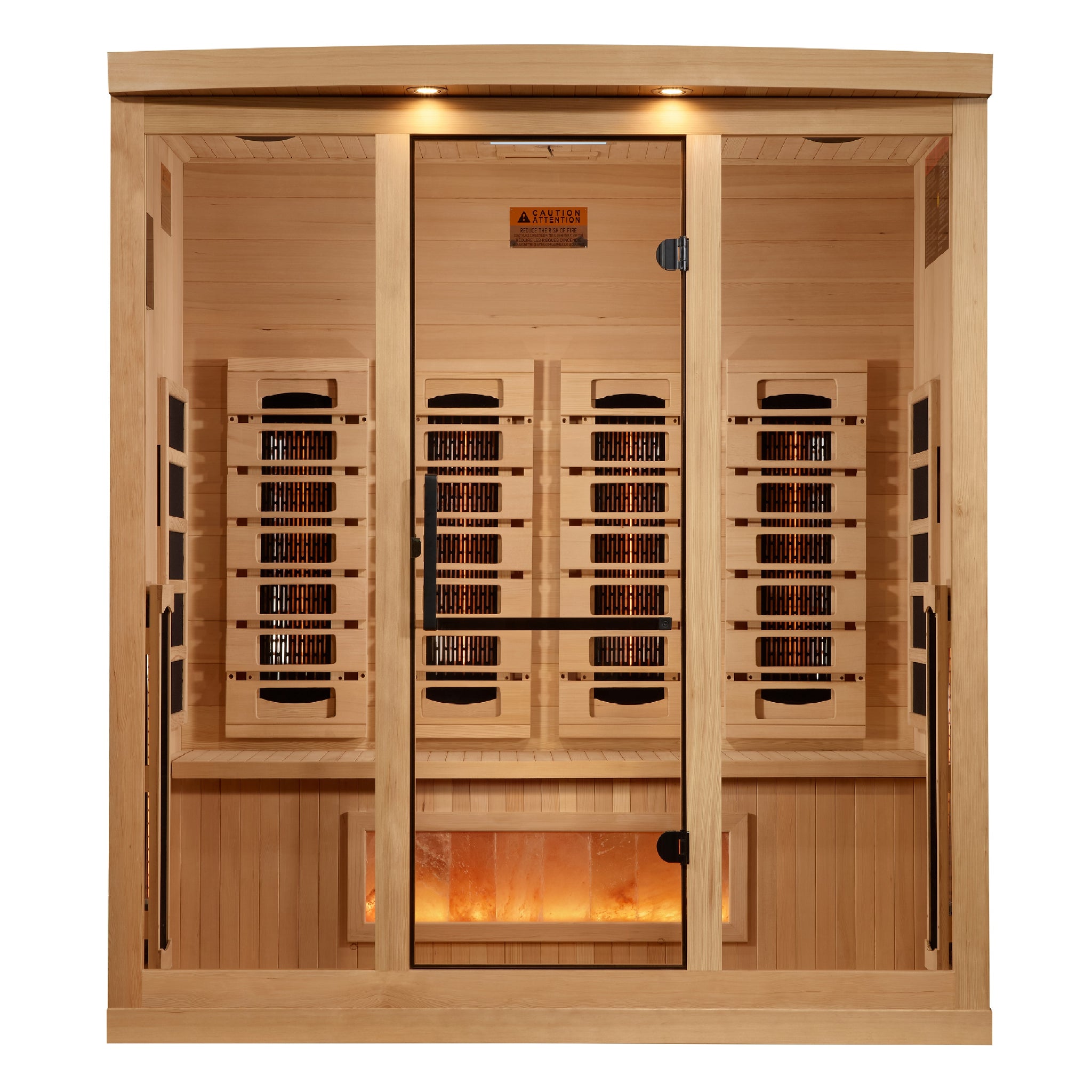 Golden Designs 4 Person Full Spectrum Infrared Sauna, PureTech™ Near Zero EMF, Himalayan Salt Bar, Canadian Hemlock, Indoor, GDI-8040-03