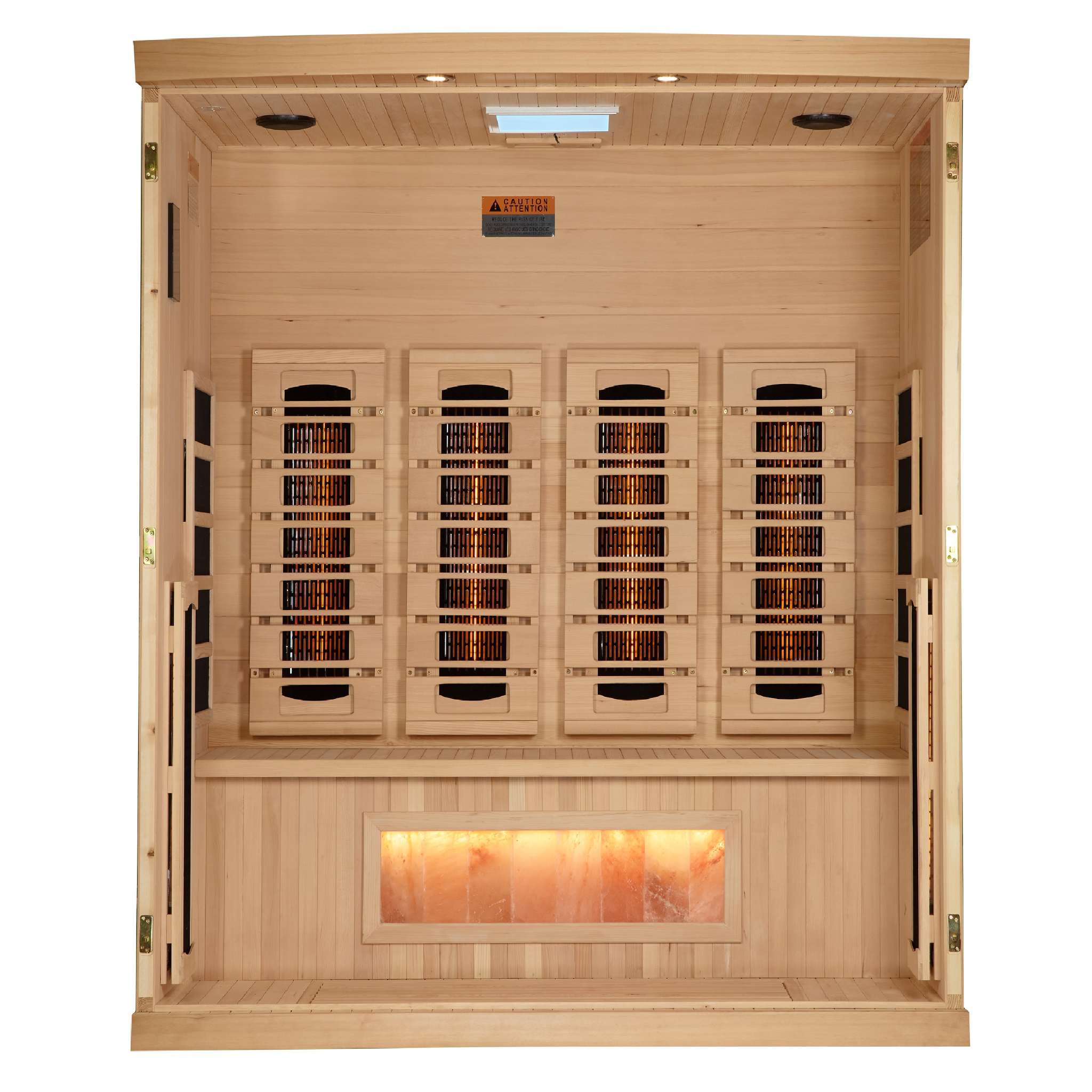 Golden Designs 4 Person Full Spectrum Infrared Sauna, PureTech™ Near Zero EMF, Himalayan Salt Bar, Canadian Hemlock, Indoor, GDI-8040-03