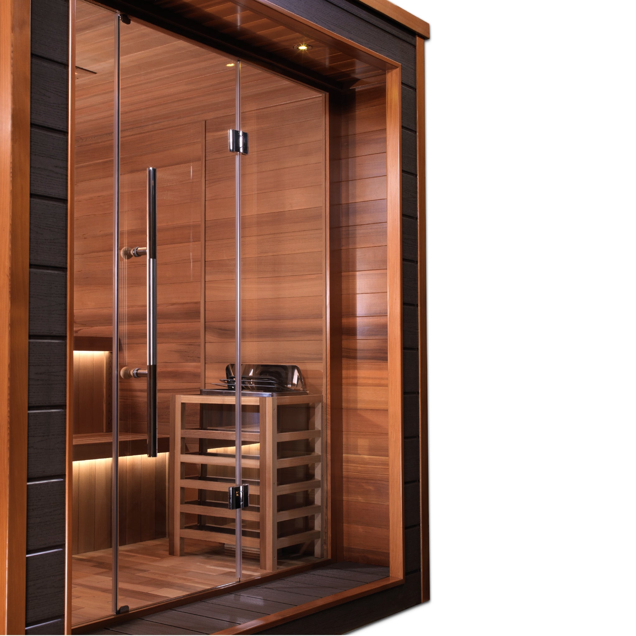 Golden Designs Bergen 6 Person Indoor-Outdoor Traditional Sauna, Canadian Red Cedar Interior, Espresso Finish, GDI-8206-01