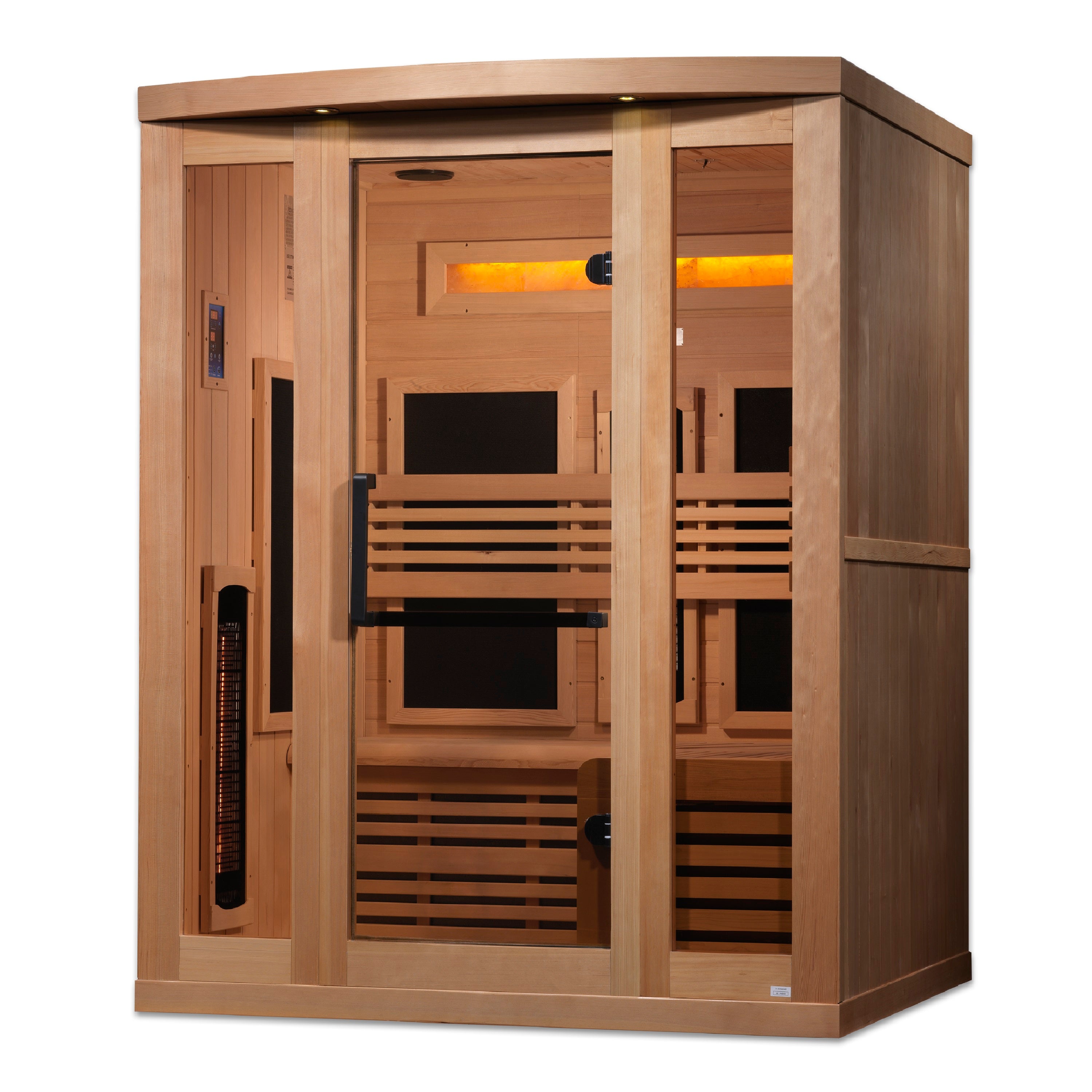 Golden Designs 3 Person Full Spectrum Infrared Sauna, Near Zero EMF, 3 Himalayan Salt Bars, Canadian Hemlock, Indoor, GDI-8230-01