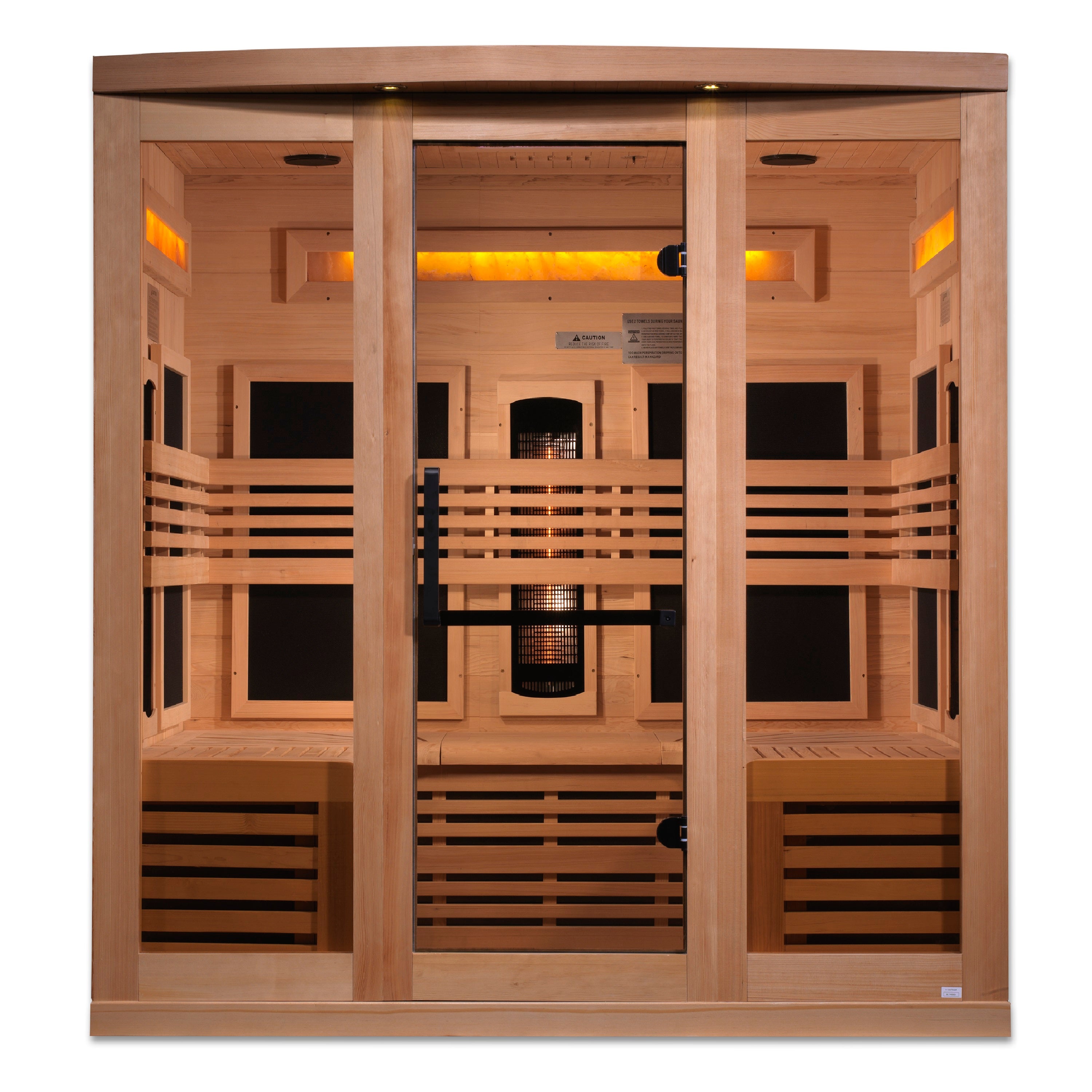 Golden Designs 6 Person Full Spectrum Infrared Sauna, PureTech™ Near Zero EMF, 5 Himalayan Salt Bars, Canadian Hemlock, Indoor, GDI-8260-01