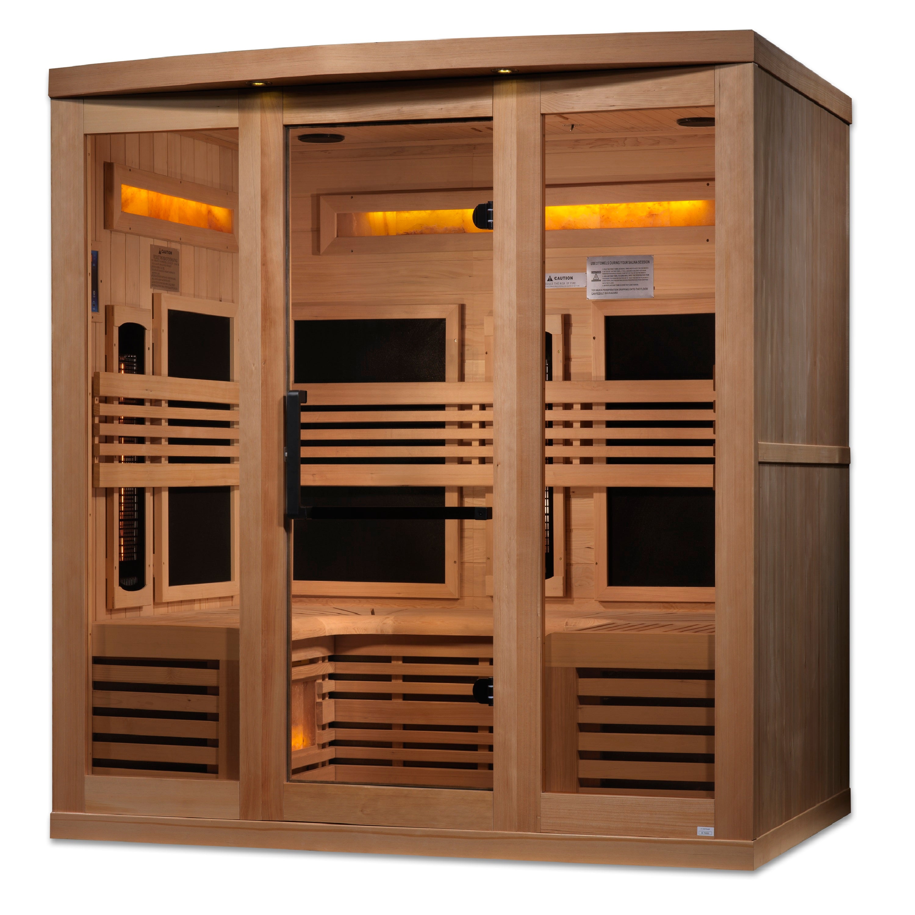Golden Designs 6 Person Full Spectrum Infrared Sauna, PureTech™ Near Zero EMF, 5 Himalayan Salt Bars, Canadian Hemlock, Indoor, GDI-8260-01