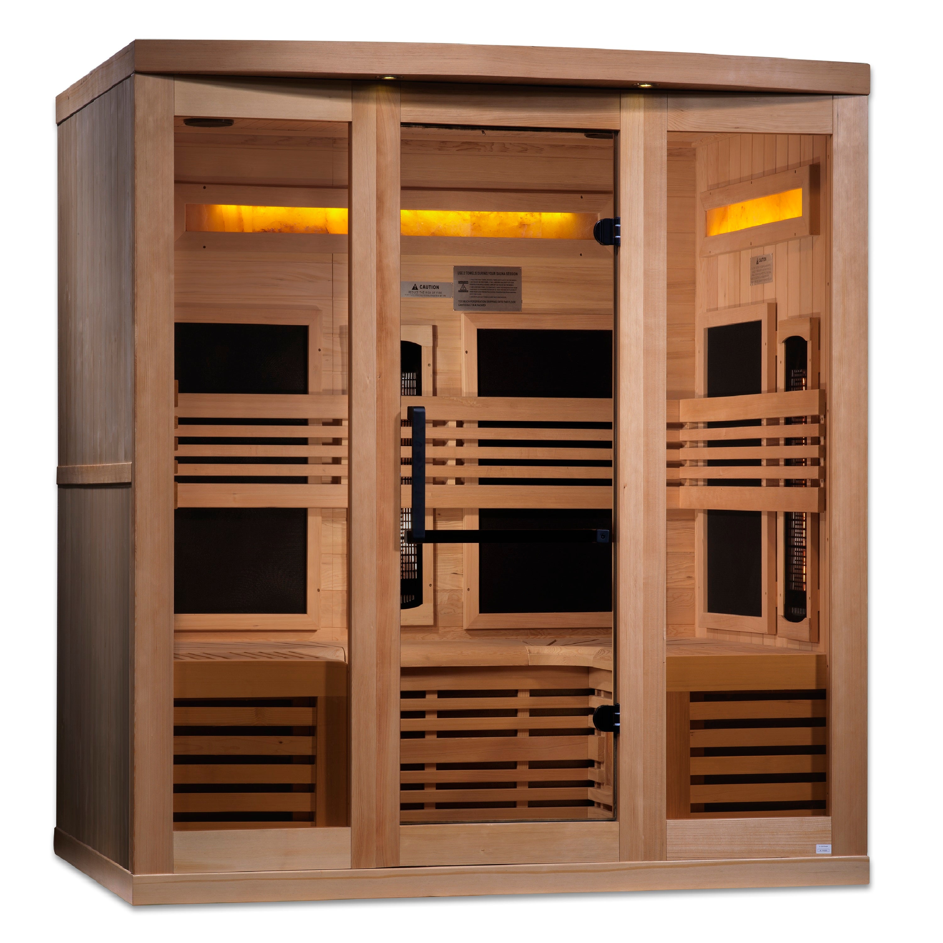 Golden Designs 6 Person Full Spectrum Infrared Sauna, PureTech™ Near Zero EMF, 5 Himalayan Salt Bars, Canadian Hemlock, Indoor, GDI-8260-01