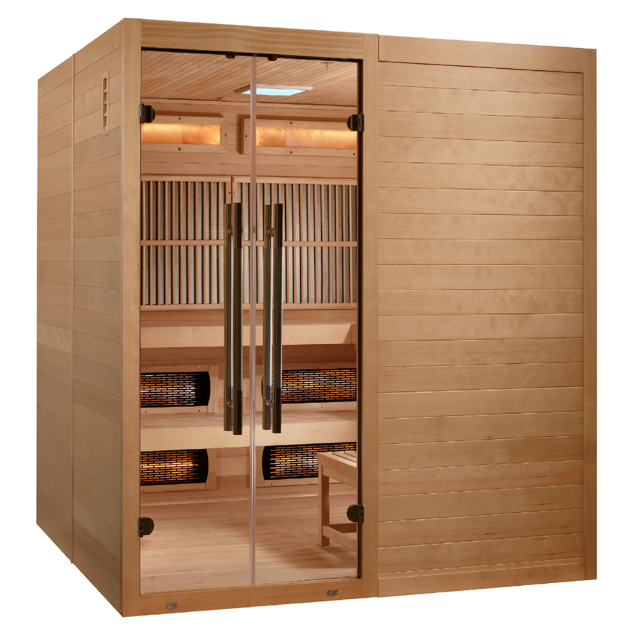 Golden Designs 6 Person Hybrid Sauna, Full Spectrum Infrared + Harvia Stove, Near Zero EMF, Canadian Hemlock, Indoor, GDI-8360-01