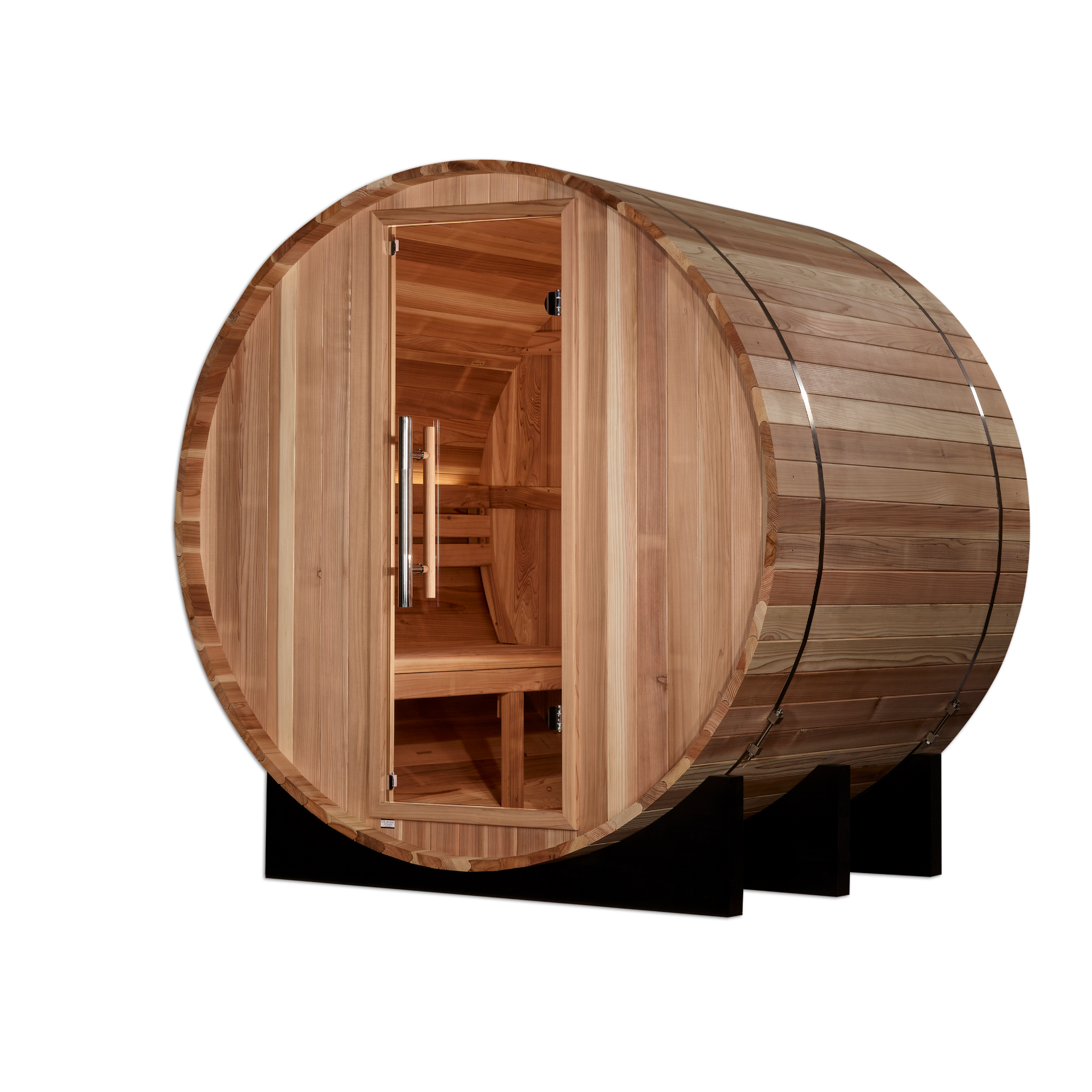 Golden Designs St. Moritz 2 Person Outdoor Barrel Traditional Sauna, Pacific Premium Cedar, Bronze Privacy Glass, GDI-B002-01