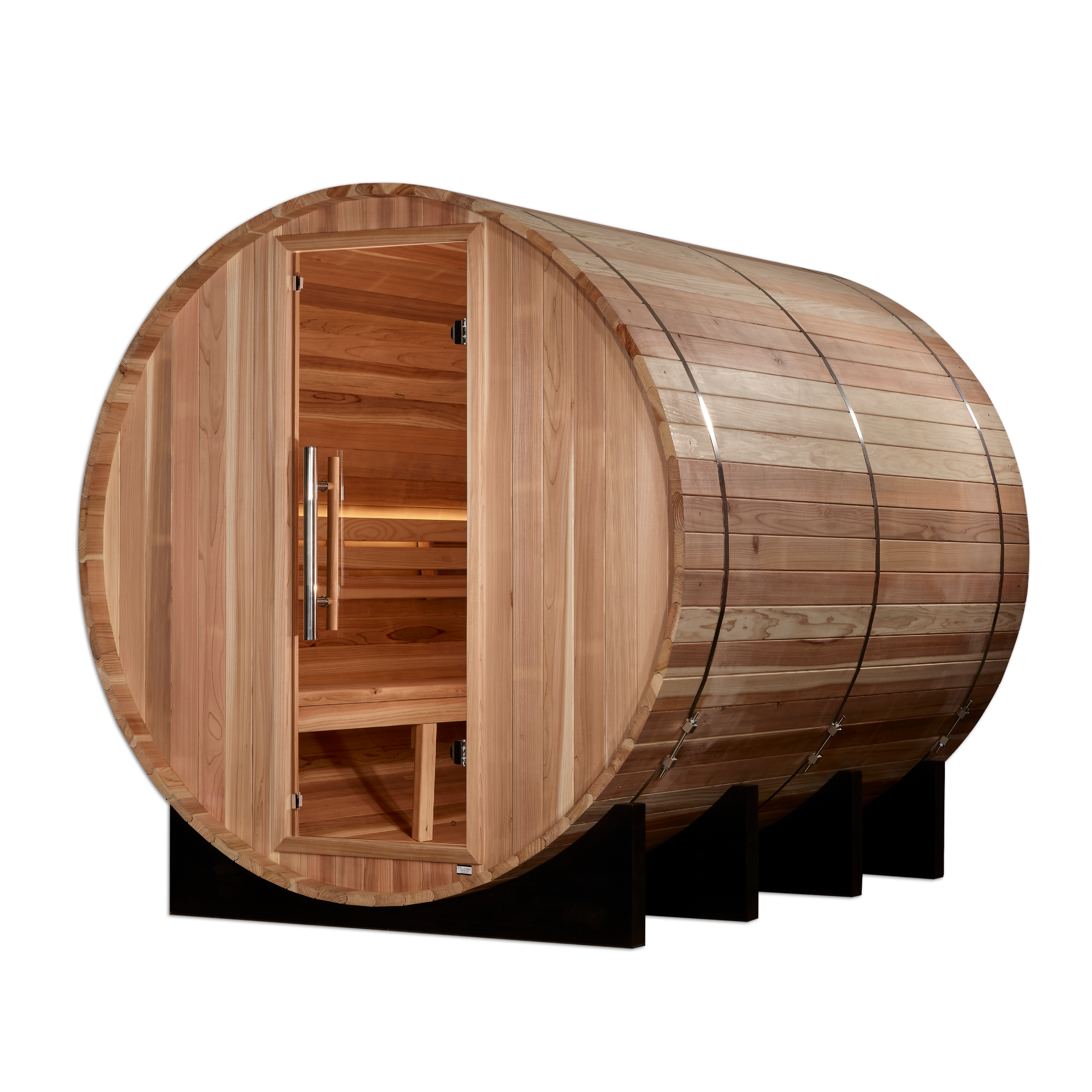 Golden Designs Klosters 6 Person Outdoor Barrel Traditional Sauna, Pacific Premium Cedar, Bronze Privacy Glass, GDI-B006-01