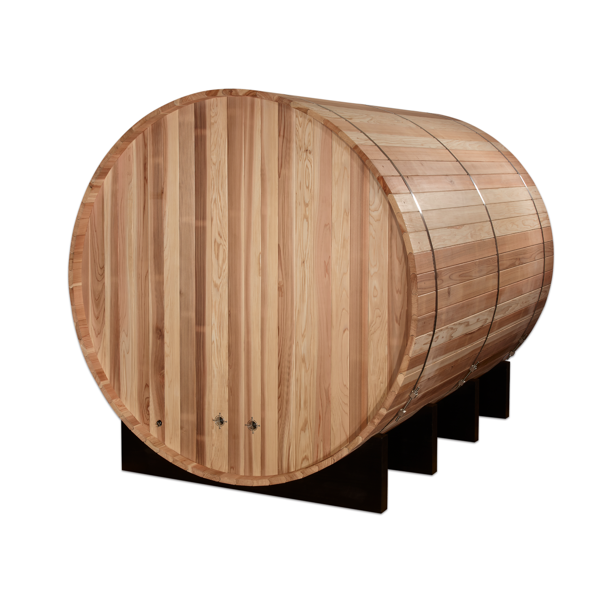Golden Designs Klosters 6 Person Outdoor Barrel Traditional Sauna, Pacific Premium Cedar, Bronze Privacy Glass, GDI-B006-01