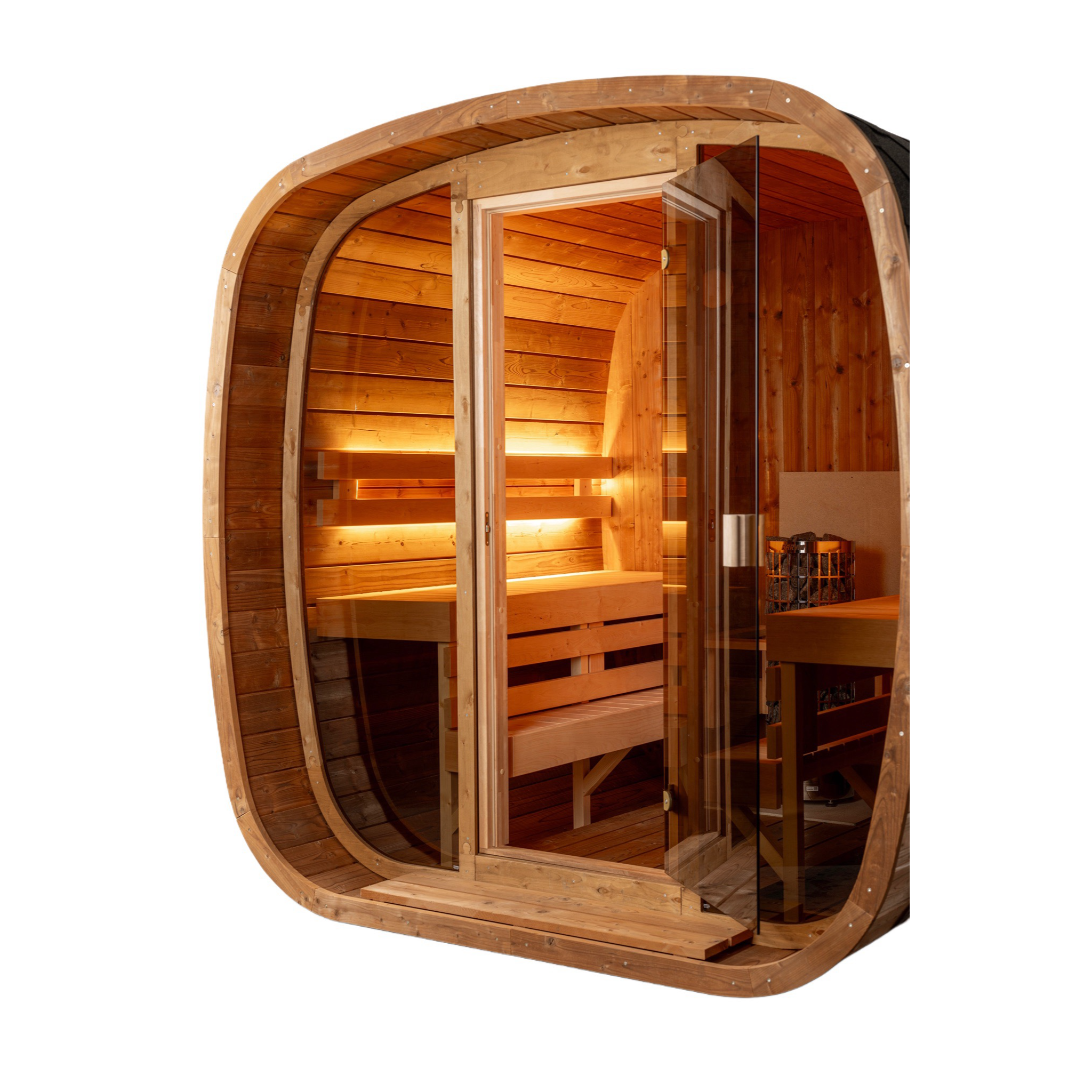 Orivon Wellness, Auris Two Luxury Outdoor Cedar Sauna for 3–4 Persons | Premium Red Cedar Sauna with Electric or Wood Burning Heating