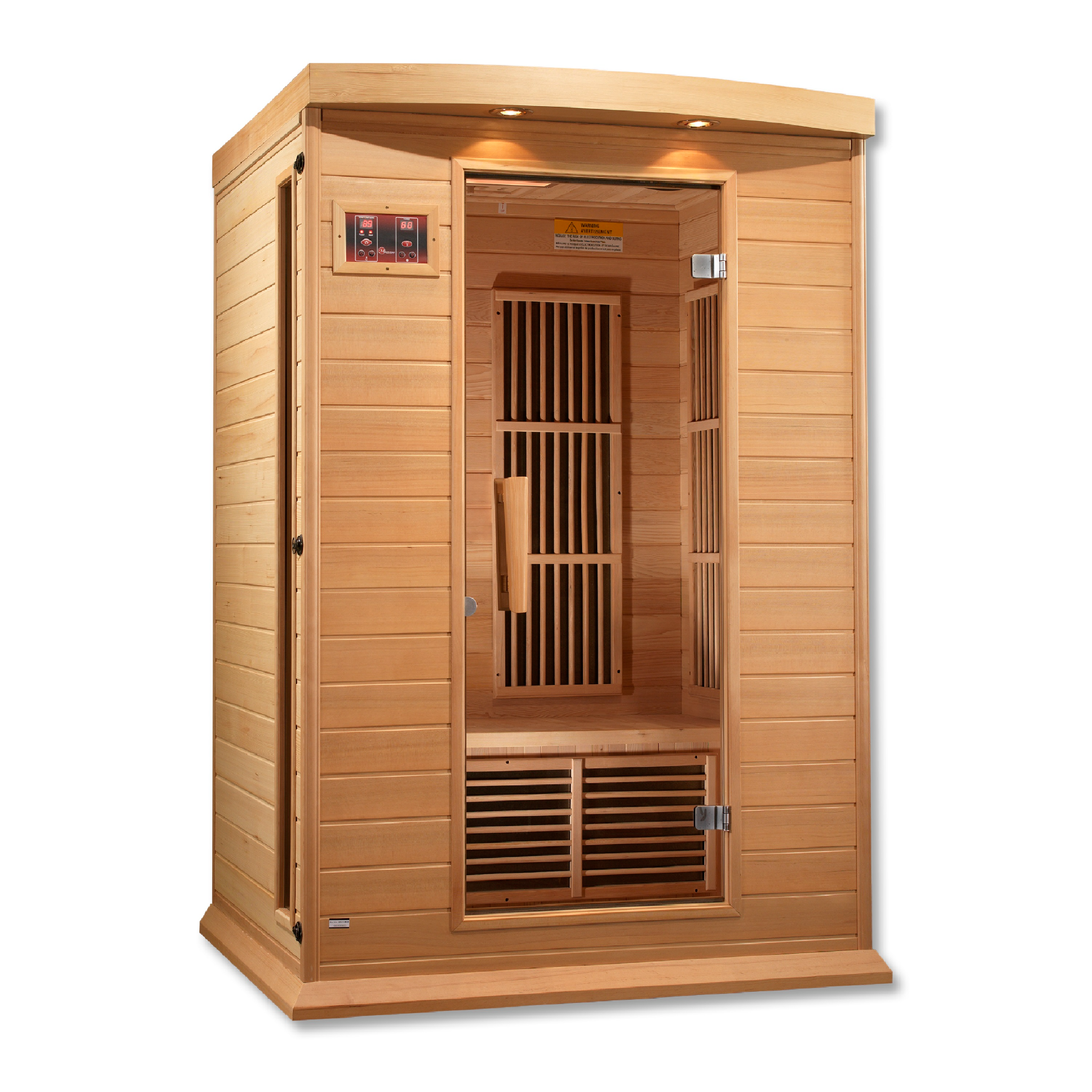 Maxxus 2-Person Low EMF FAR Infrared Sauna, Canadian Hemlock, Bronze Tinted Glass, Bluetooth Audio, Chromotherapy Lighting, MX-K206-01