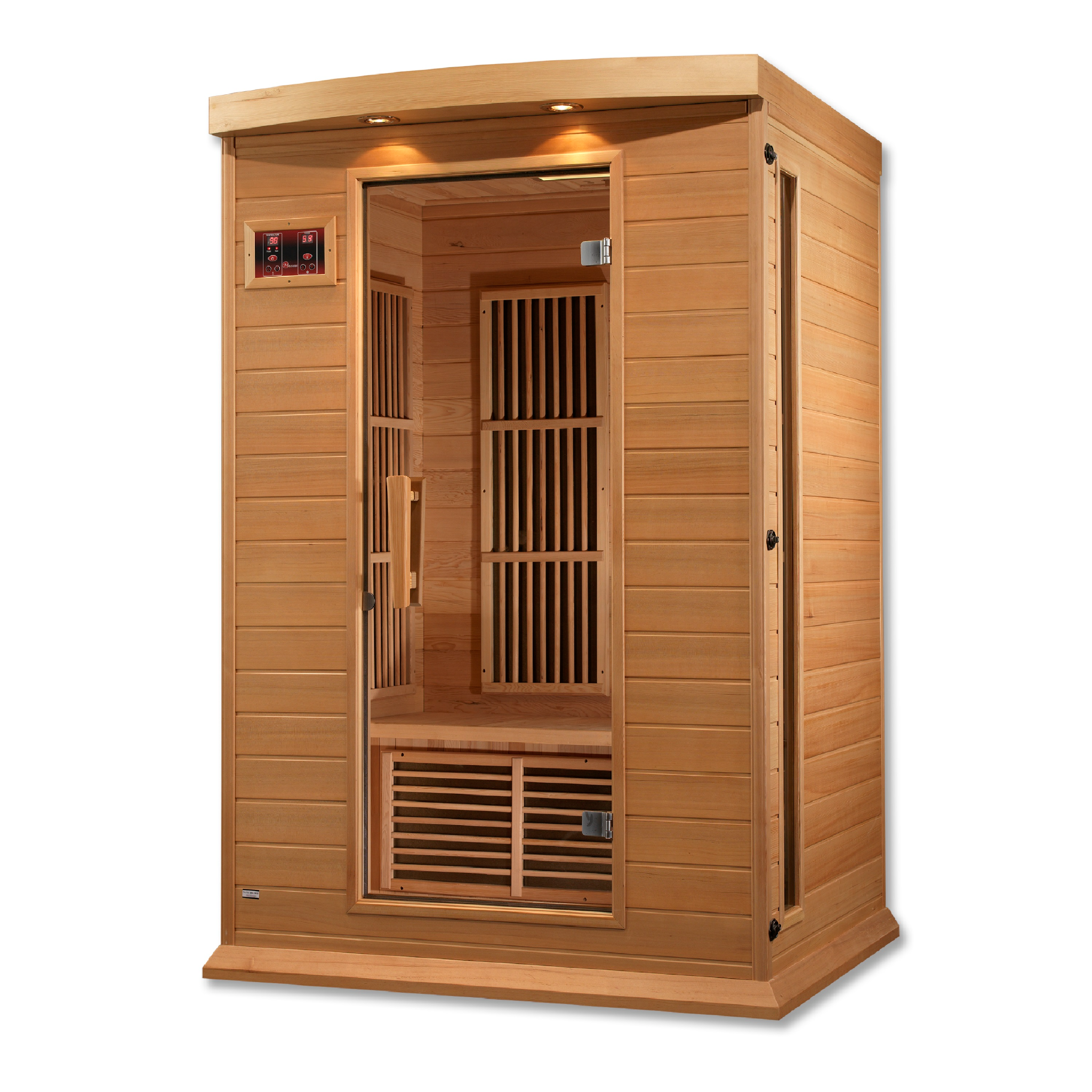 Maxxus 2-Person Low EMF FAR Infrared Sauna, Canadian Hemlock, Bronze Tinted Glass, Bluetooth Audio, Chromotherapy Lighting, MX-K206-01