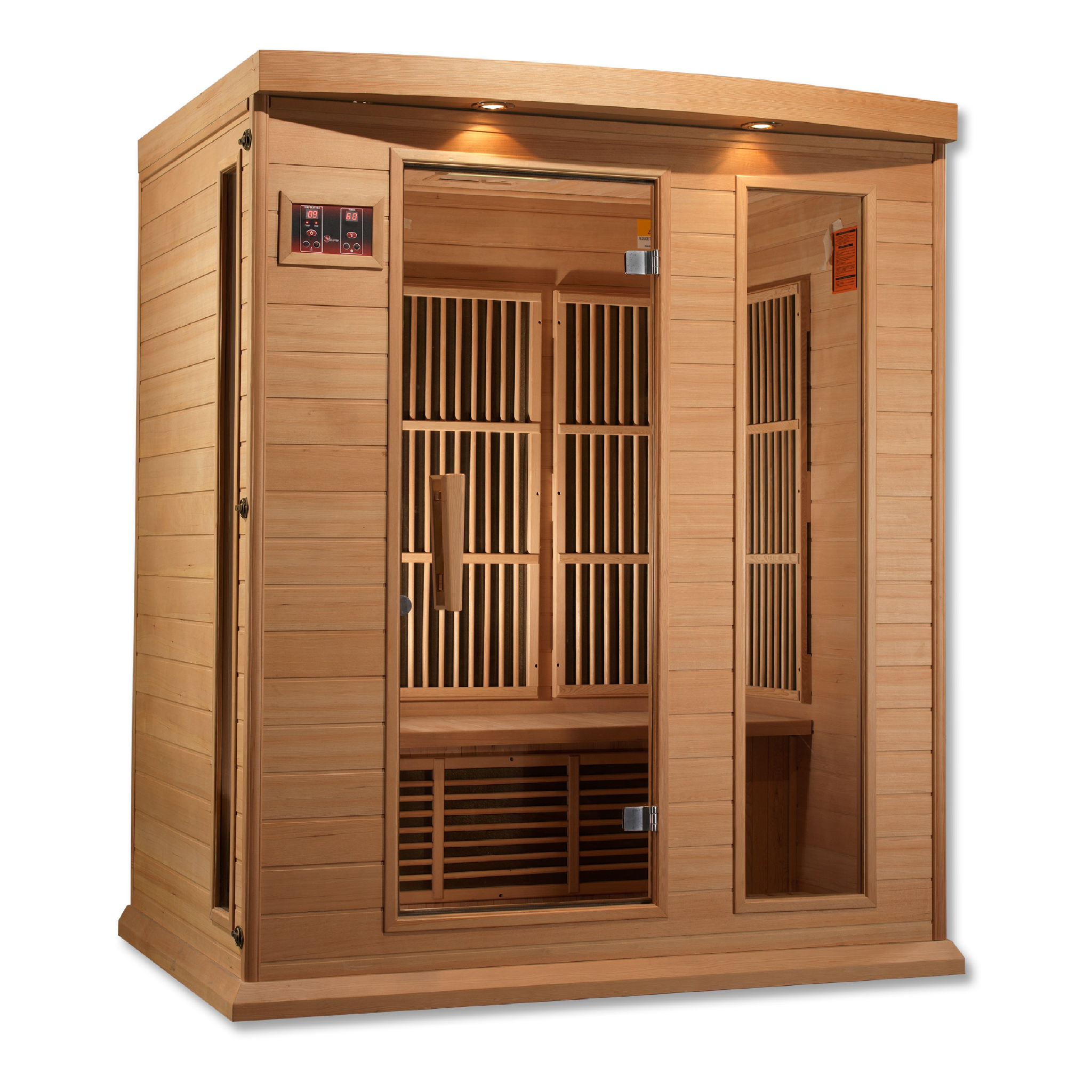 Maxxus 3-Person Low EMF FAR Infrared Sauna, Canadian Hemlock, Bronze Tinted Glass, Bluetooth Audio, Chromotherapy Lighting, MX-K306-01
