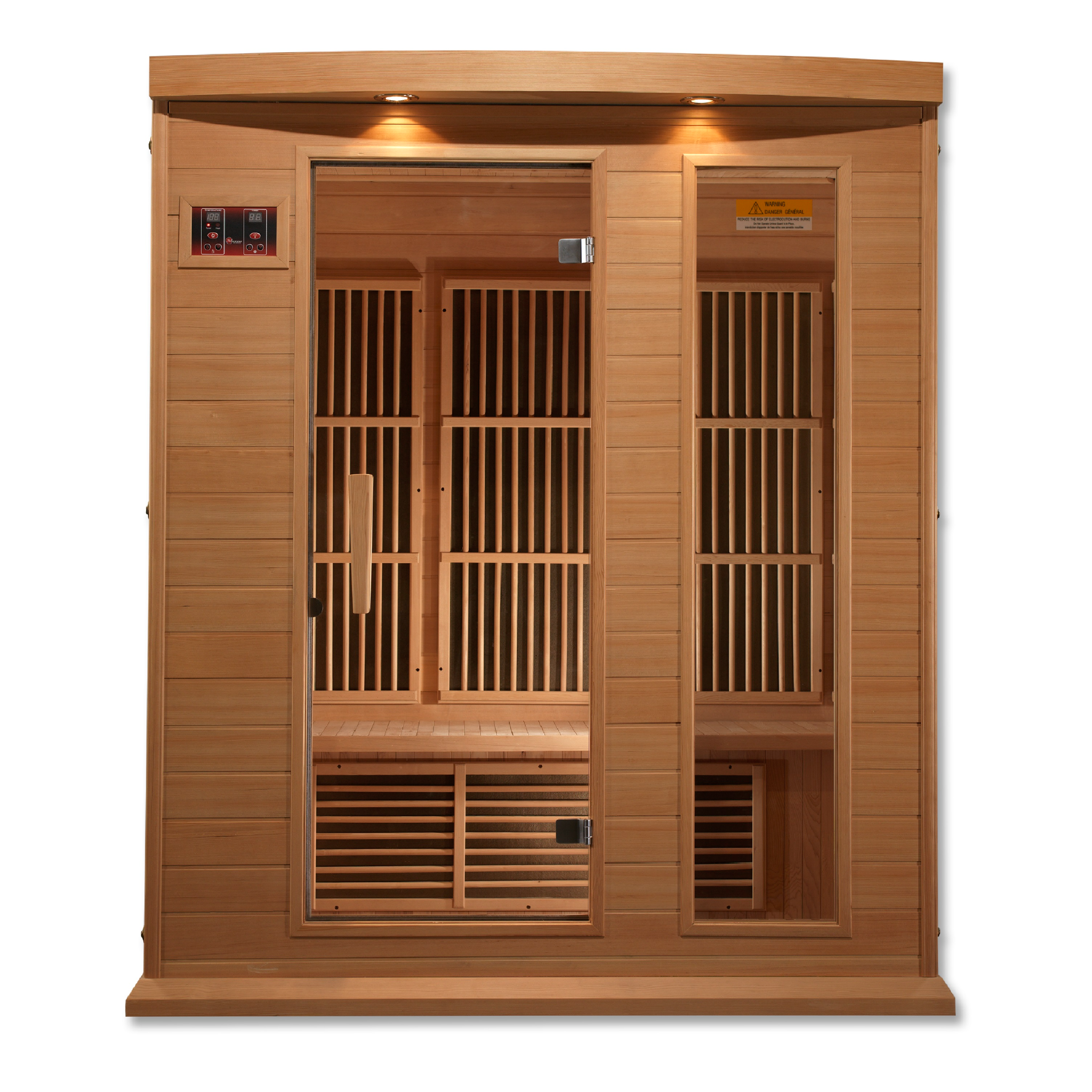 Maxxus 3-Person Low EMF FAR Infrared Sauna, Canadian Hemlock, Bronze Tinted Glass, Bluetooth Audio, Chromotherapy Lighting, MX-K306-01