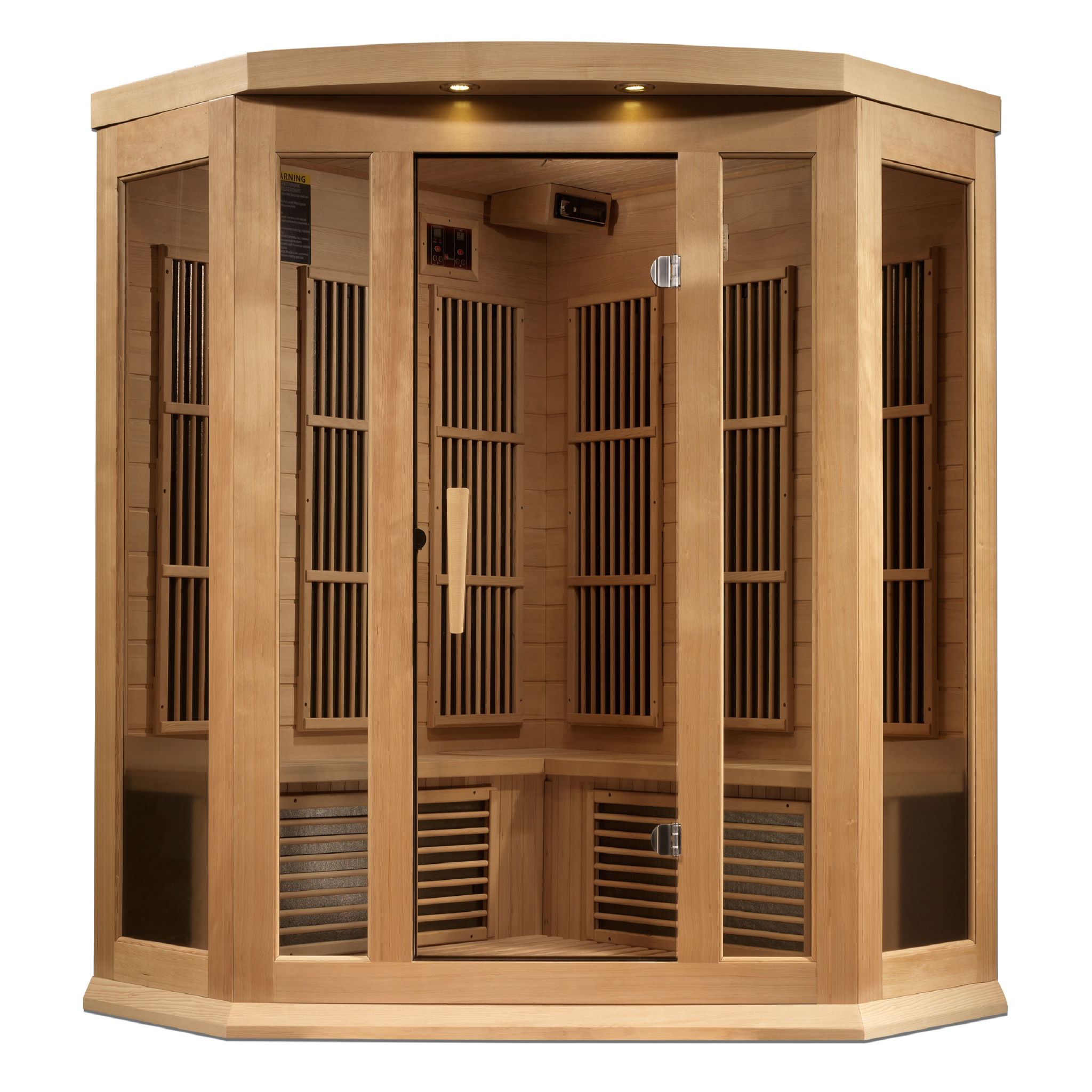 Maxxus 3-Person Corner Near Zero EMF FAR Infrared Sauna, Canadian Hemlock, Bronze Glass, MX-K356-01-ZF